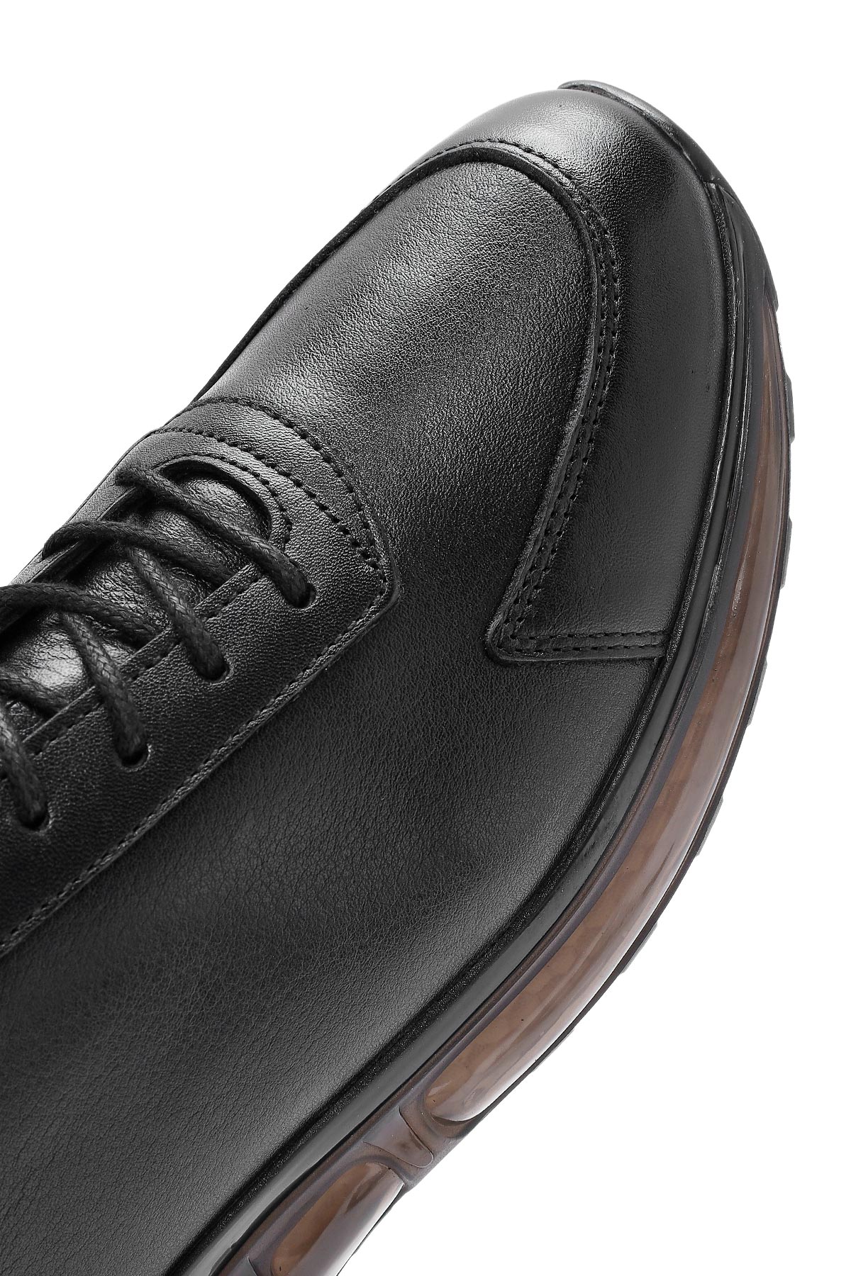 Erkek Siyah Bağcıklı Deri Sneaker - Image 10