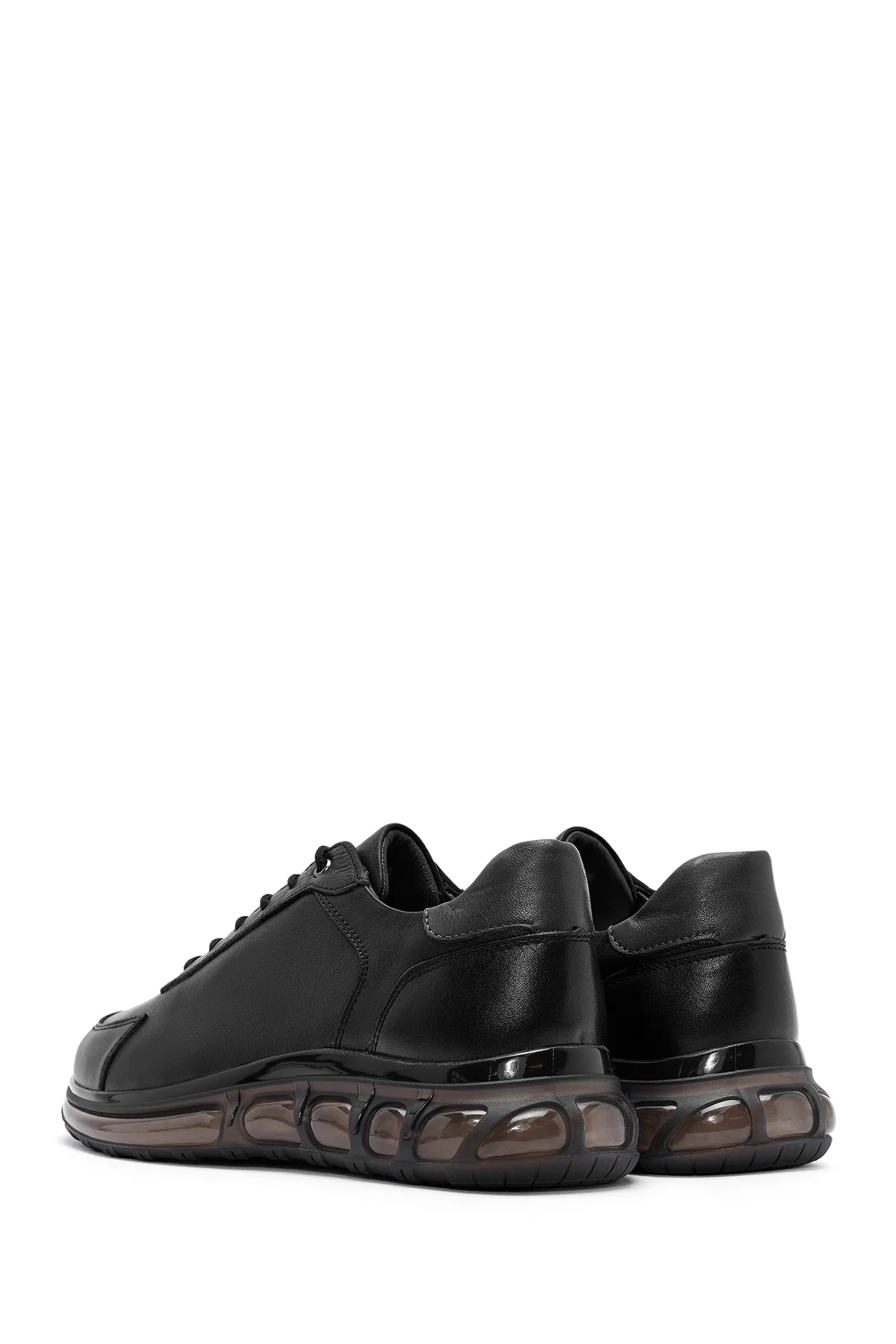 Erkek Siyah Bağcıklı Deri Sneaker - Image 5