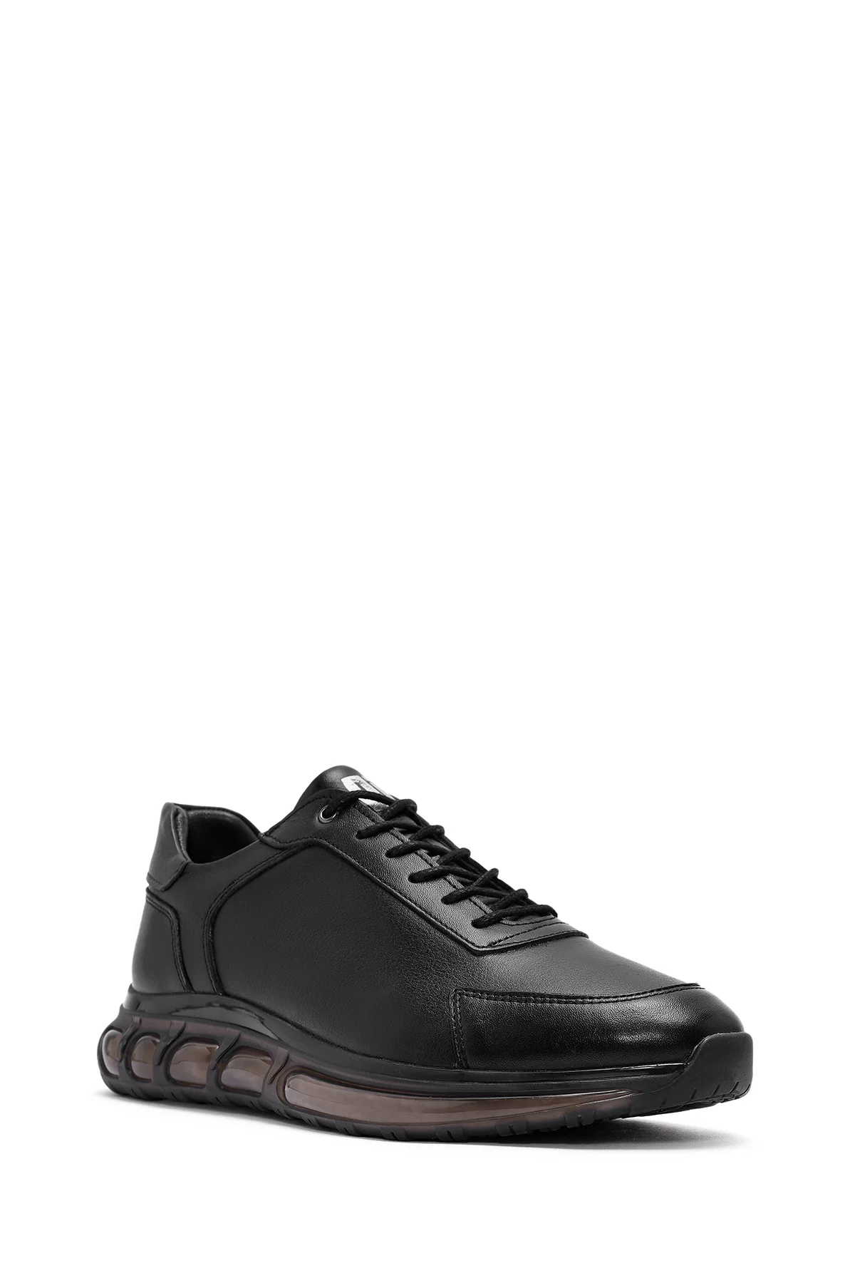 Erkek Siyah Bağcıklı Deri Sneaker - Image 6