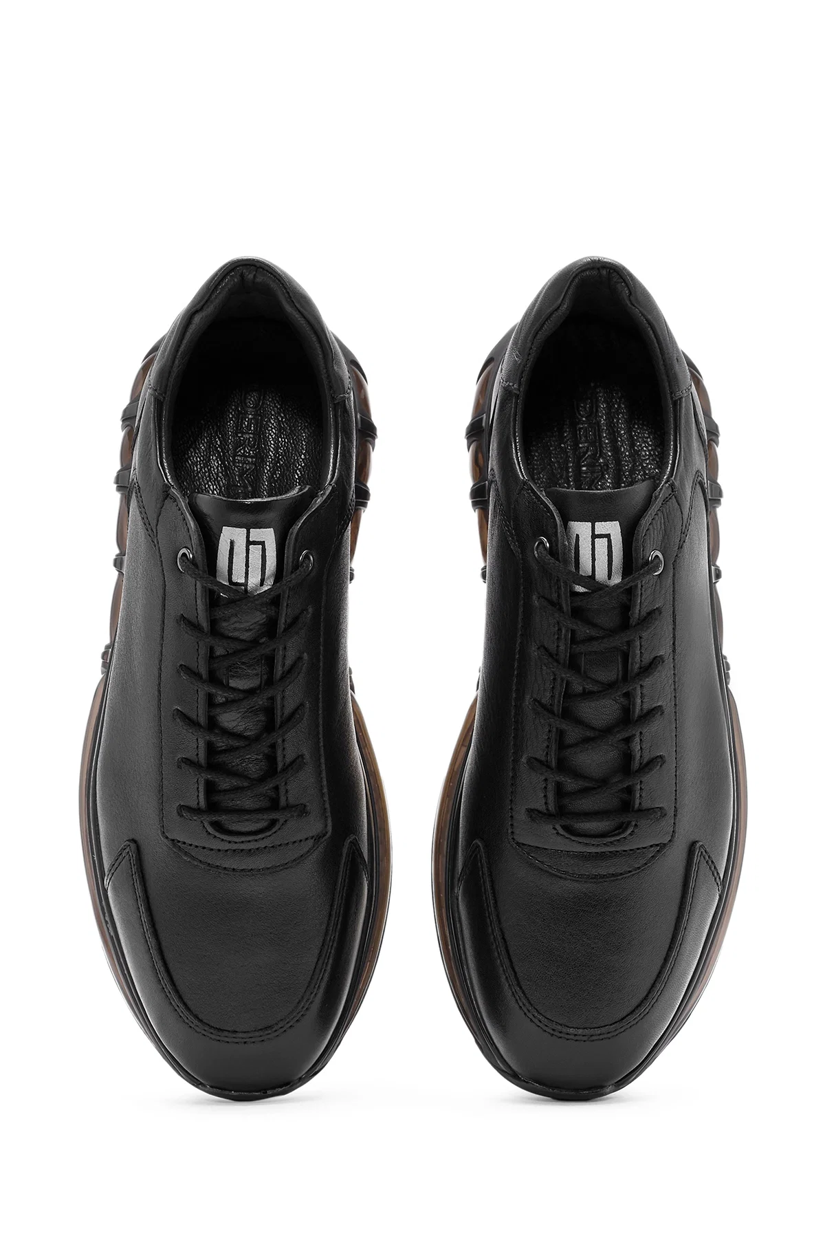 Erkek Siyah Bağcıklı Deri Sneaker - Image 7