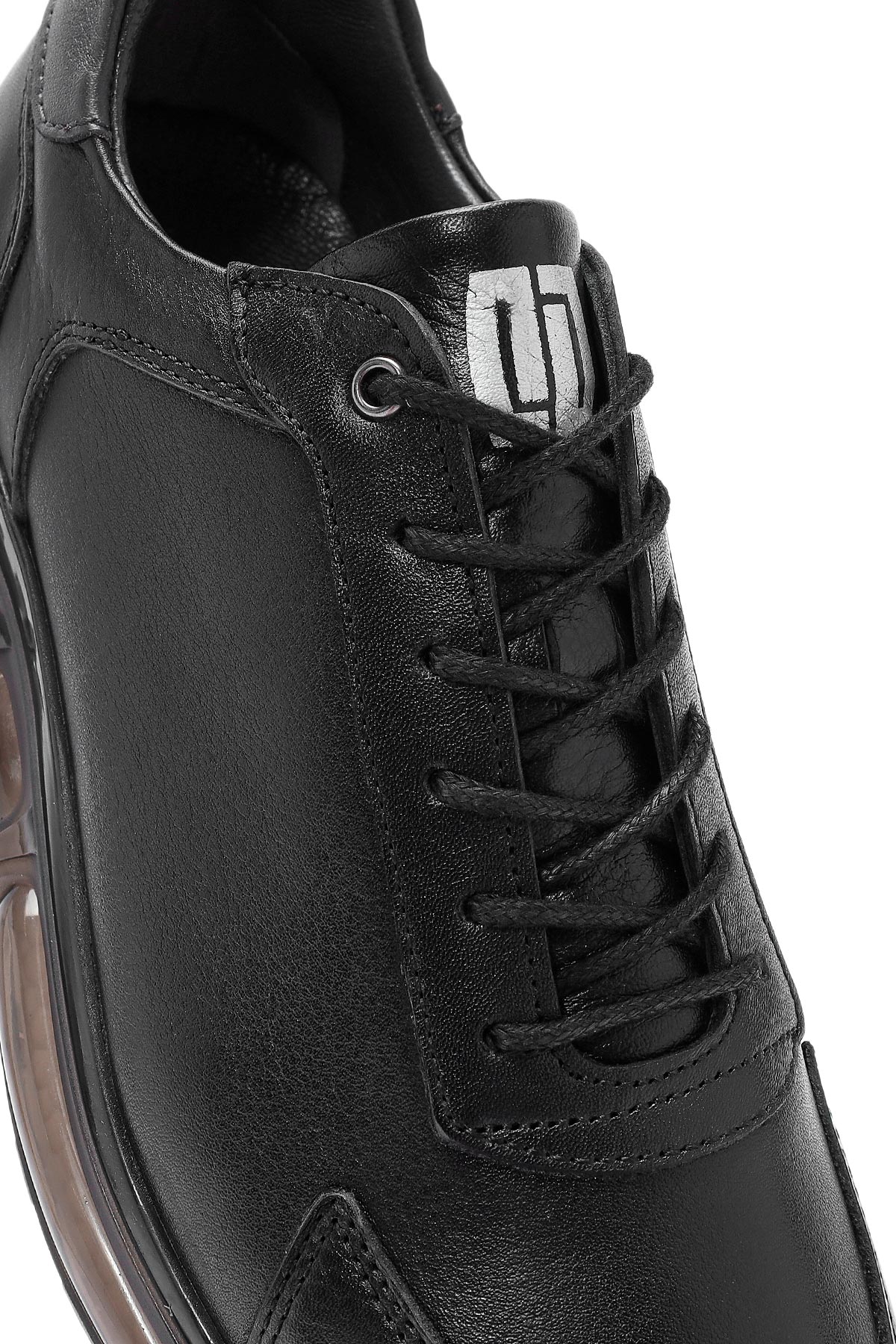 Erkek Siyah Bağcıklı Deri Sneaker - Image 9