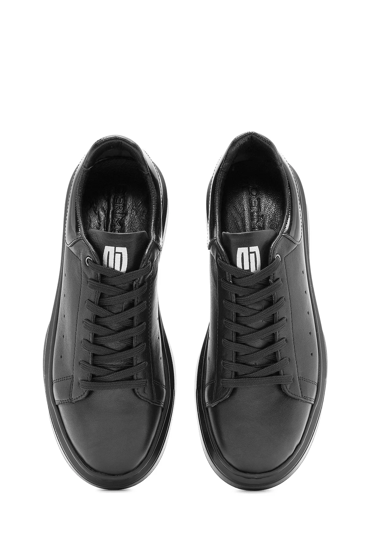 Erkek Siyah Bağcıklı Deri Sneaker - Image 7