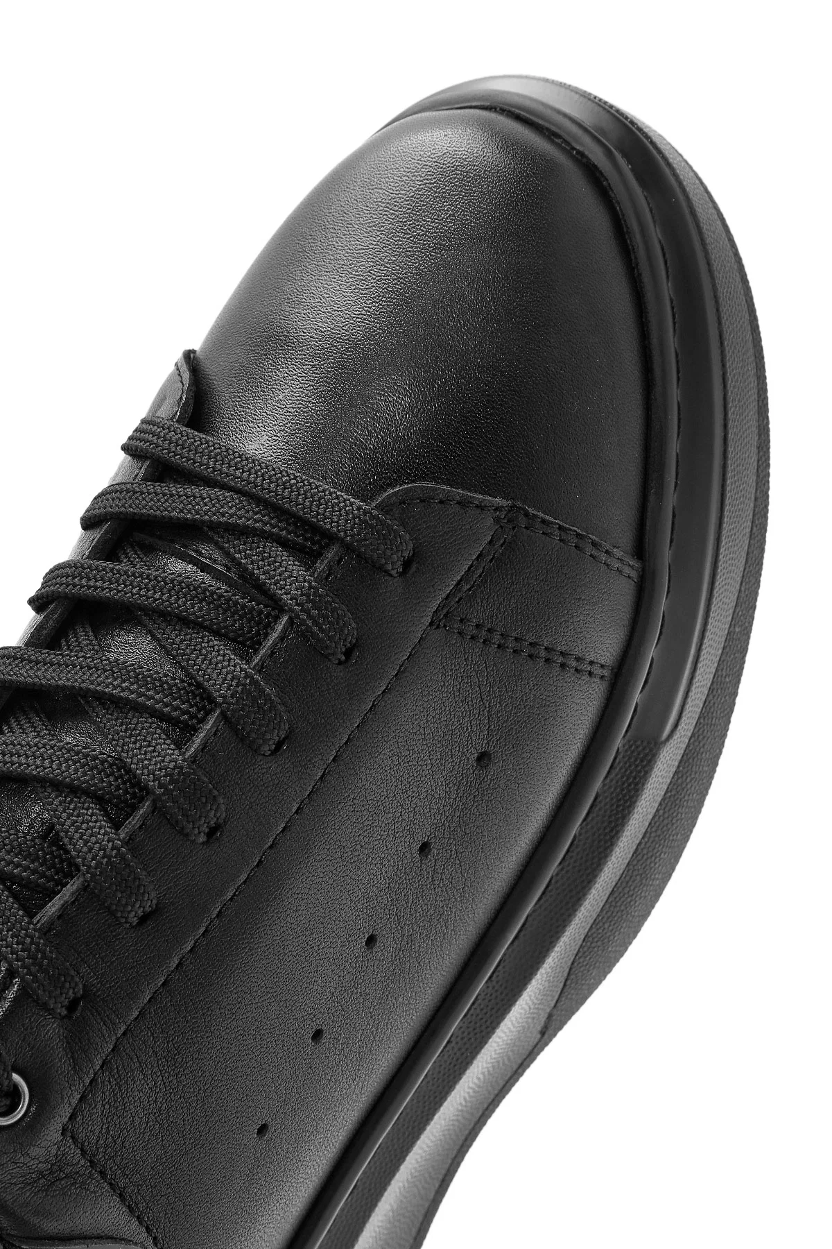 Erkek Siyah Bağcıklı Deri Sneaker - Image 9