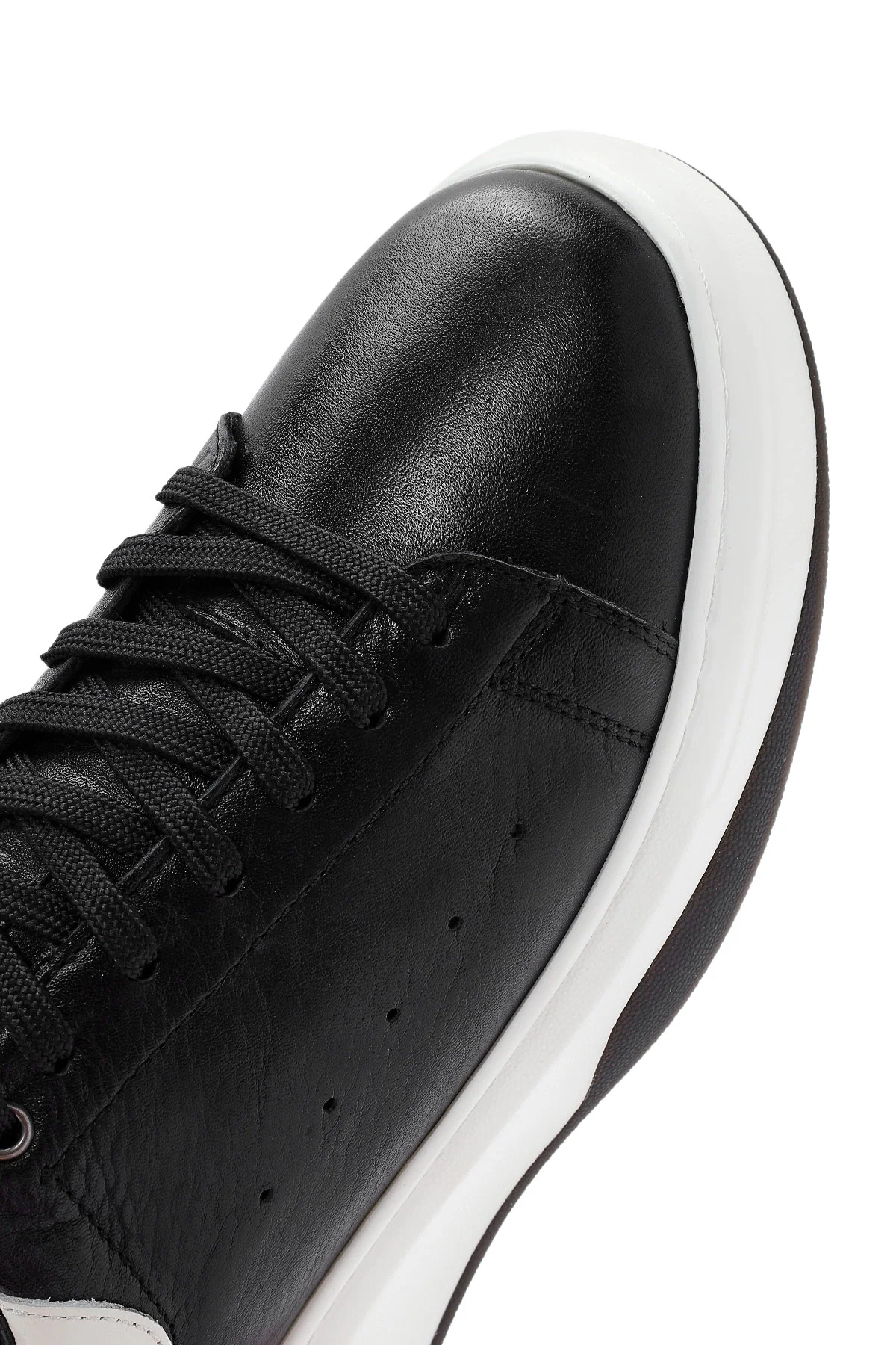 Erkek Siyah Bağcıklı Deri Sneaker - Image 10