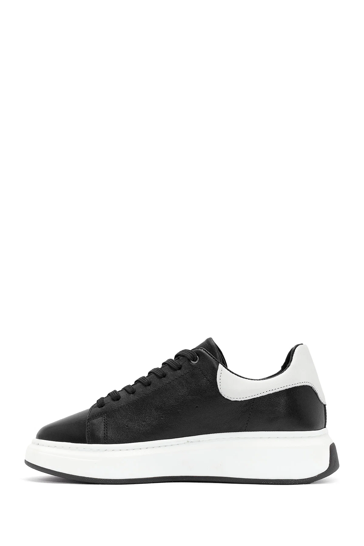 Erkek Siyah Bağcıklı Deri Sneaker - Image 2