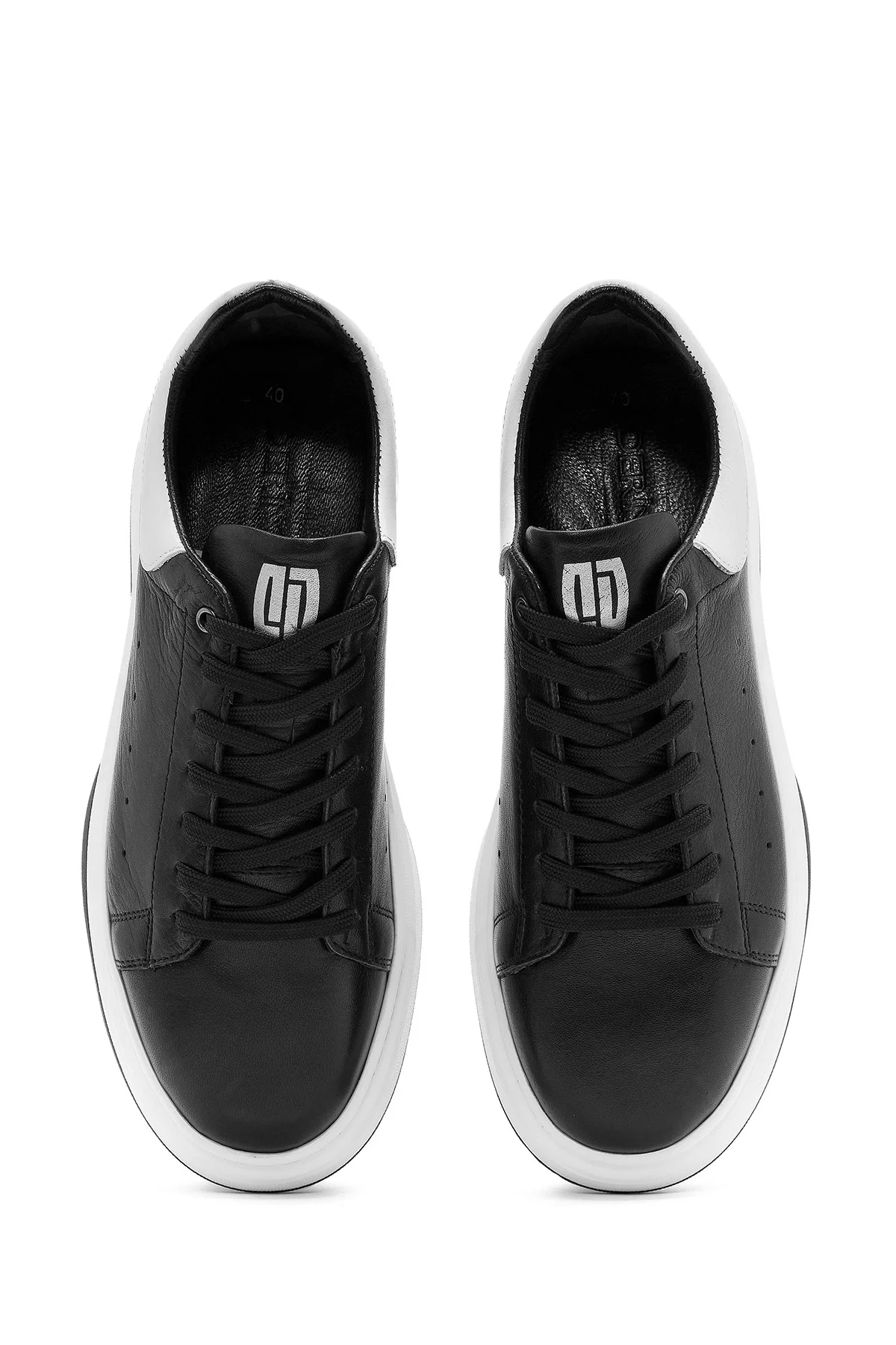 Erkek Siyah Bağcıklı Deri Sneaker - Image 7