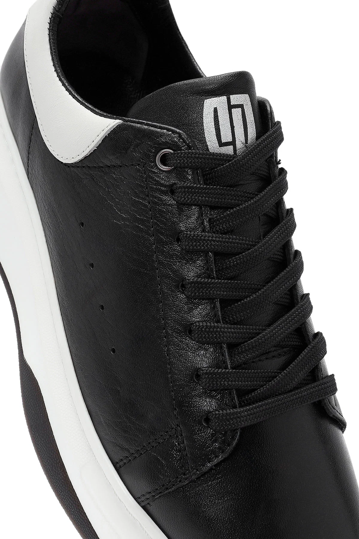Erkek Siyah Bağcıklı Deri Sneaker - Image 9