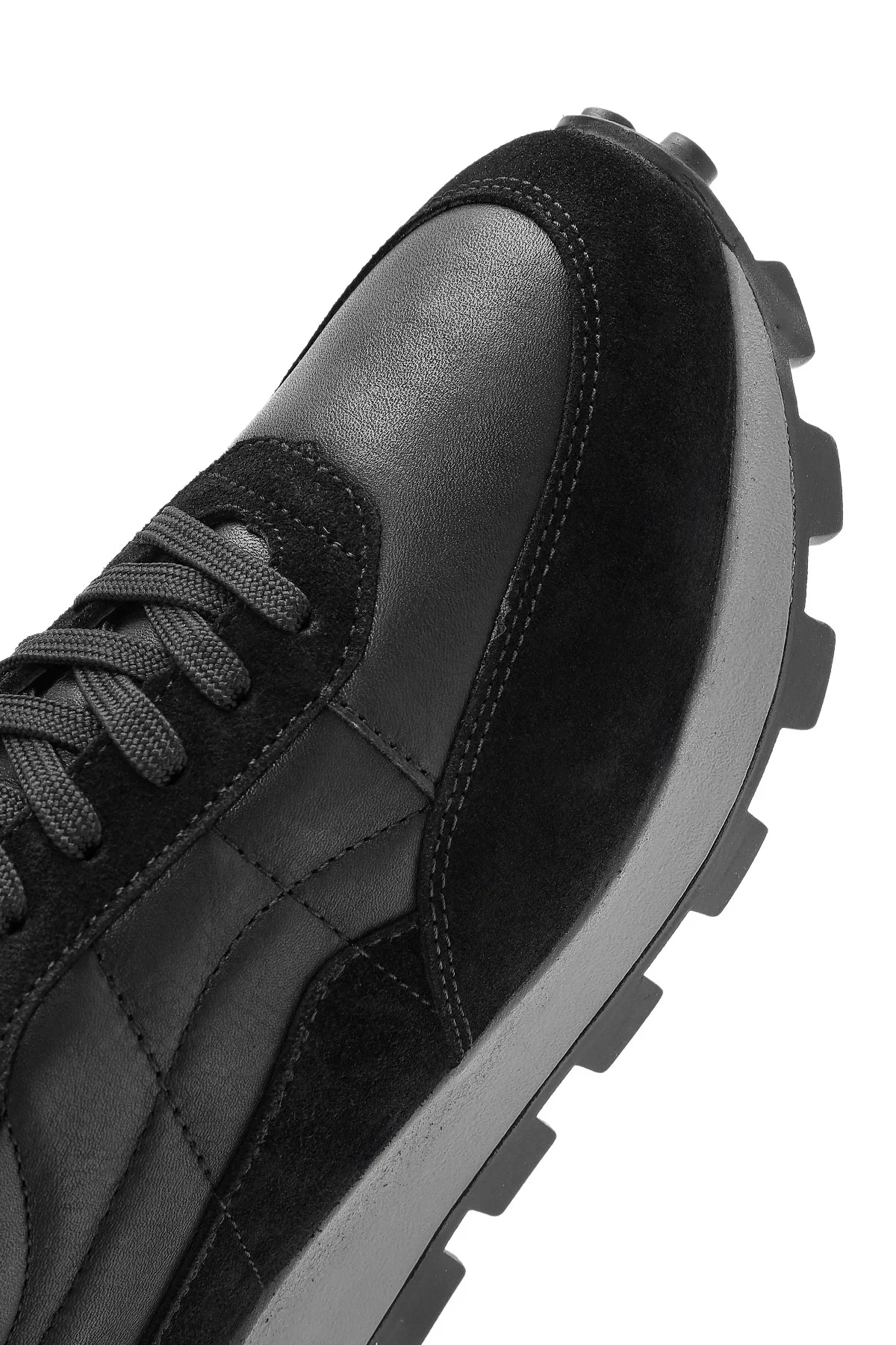 Erkek Siyah Bağcıklı Deri Sneaker - Image 10