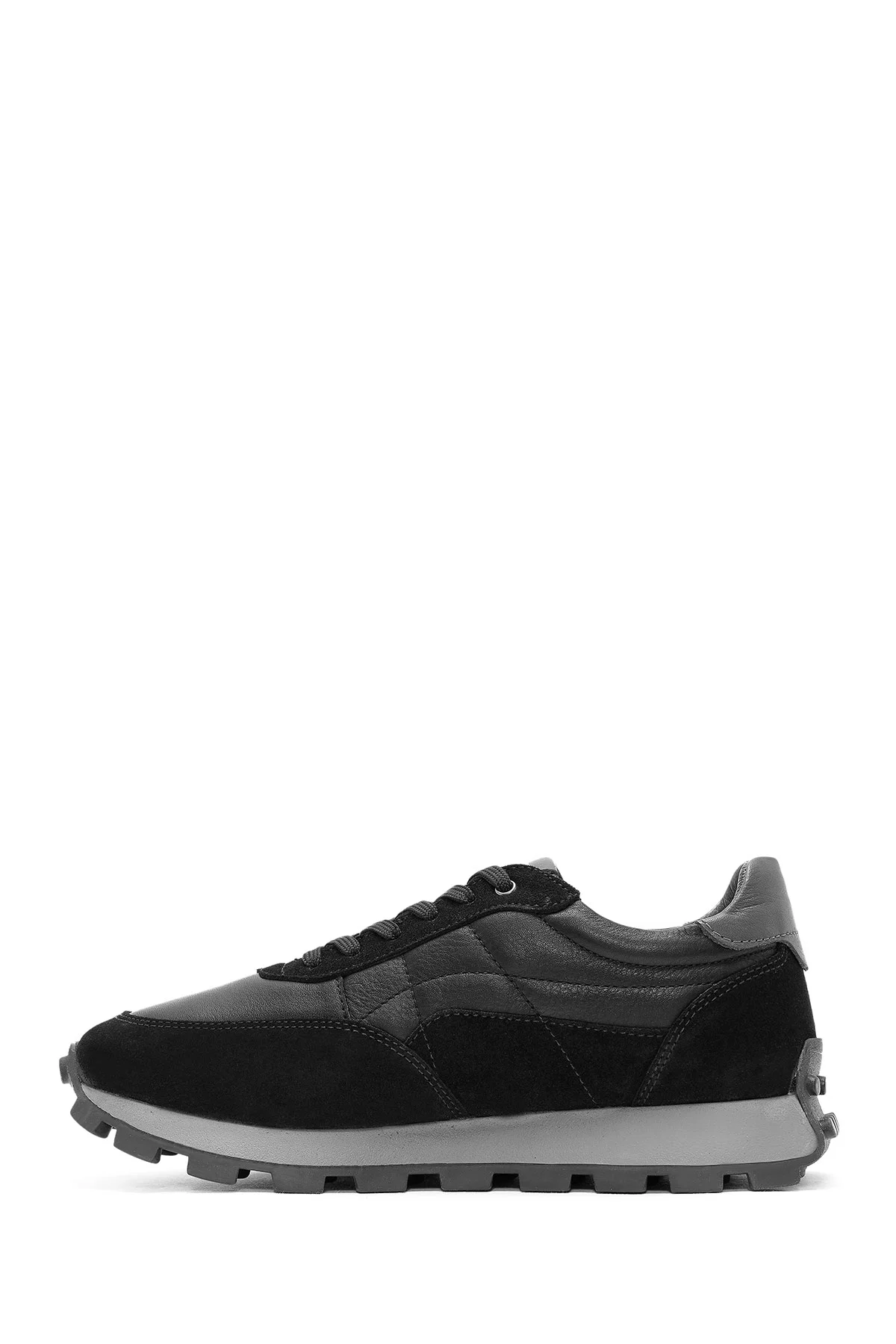 Erkek Siyah Bağcıklı Deri Sneaker - Image 2