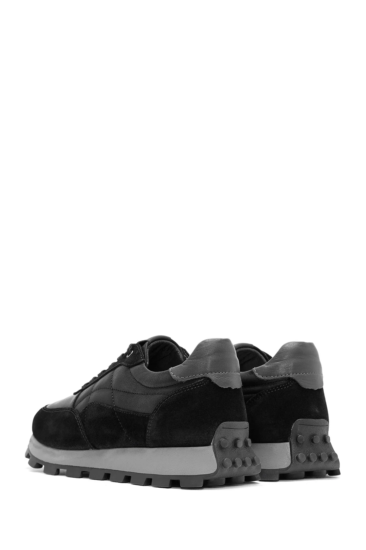 Erkek Siyah Bağcıklı Deri Sneaker - Image 5