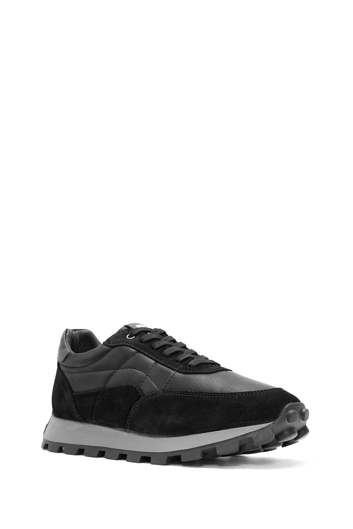 Erkek Siyah Bağcıklı Deri Sneaker - Image 6