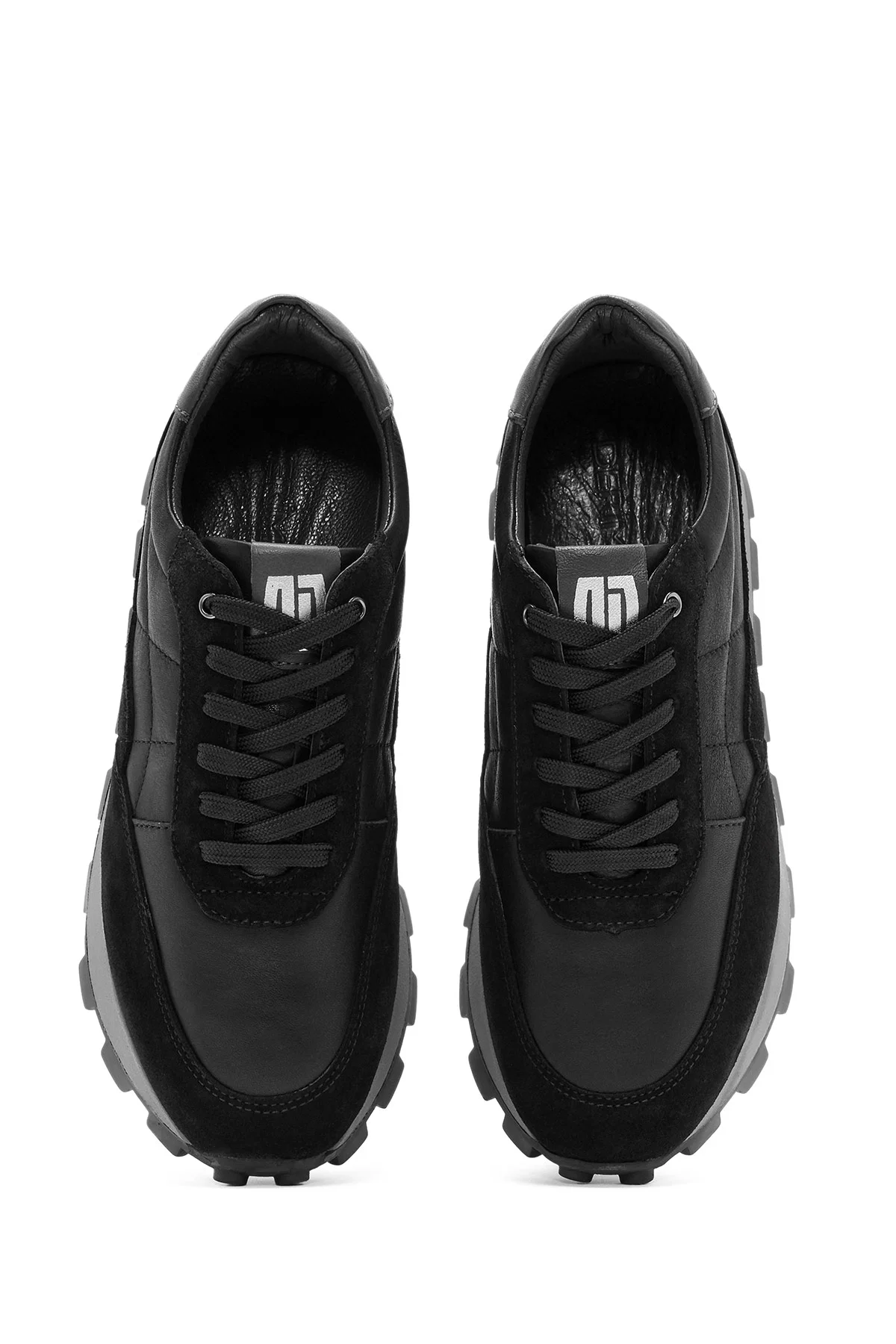 Erkek Siyah Bağcıklı Deri Sneaker - Image 7