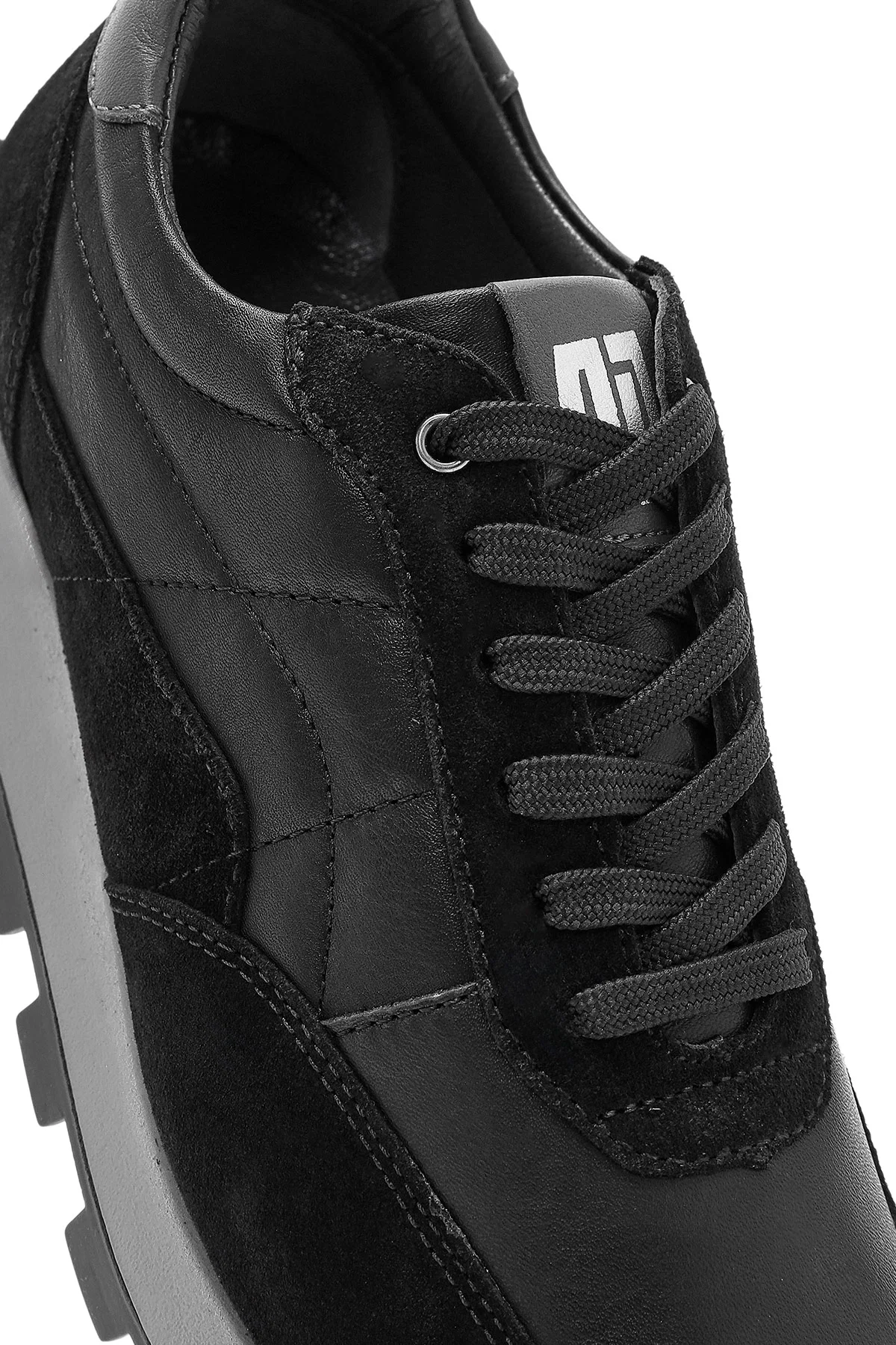Erkek Siyah Bağcıklı Deri Sneaker - Image 9