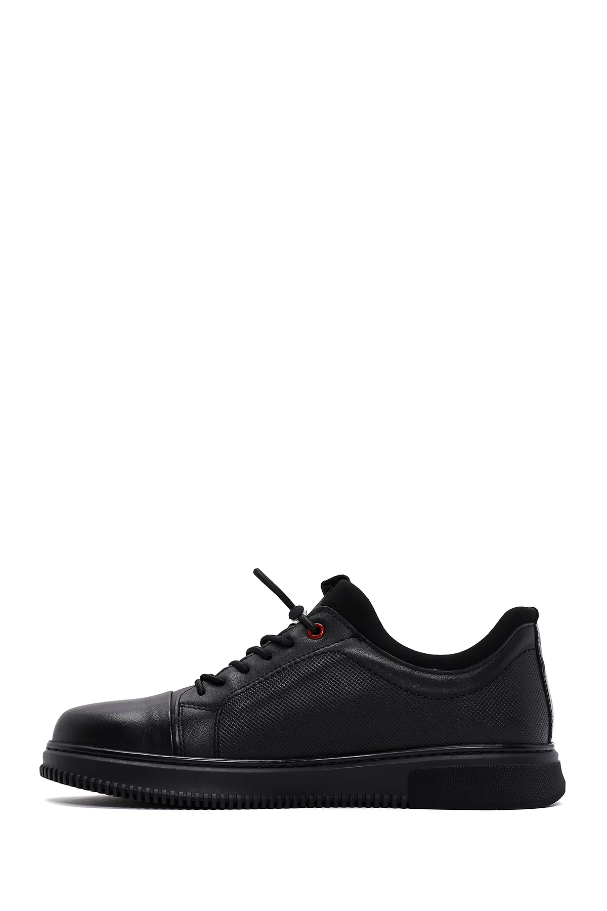 Erkek Siyah Bağcıklı Deri Sneaker - Image 2