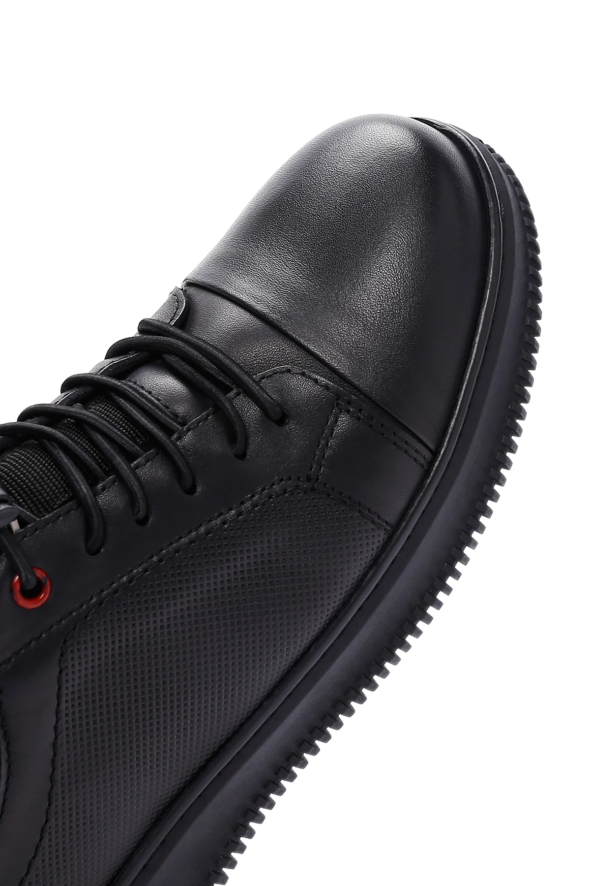 Erkek Siyah Bağcıklı Deri Sneaker - Image 9
