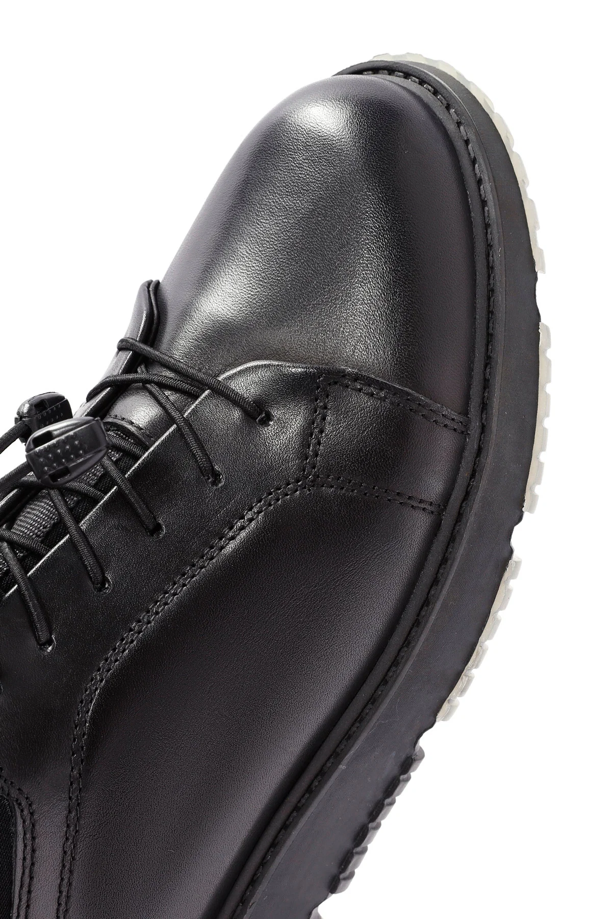 Erkek Siyah Bağcıklı Deri Sneaker - Image 9