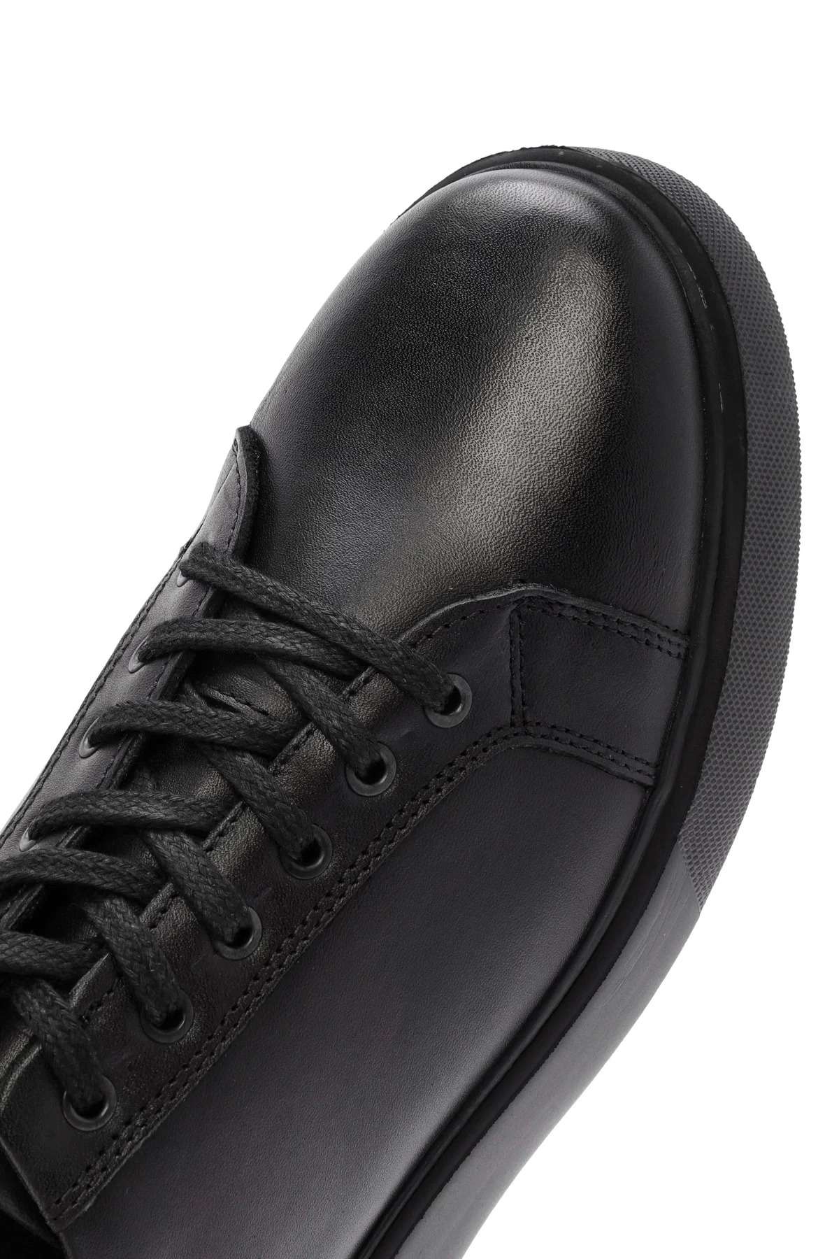 Erkek Siyah Bağcıklı Deri Sneaker - Image 10