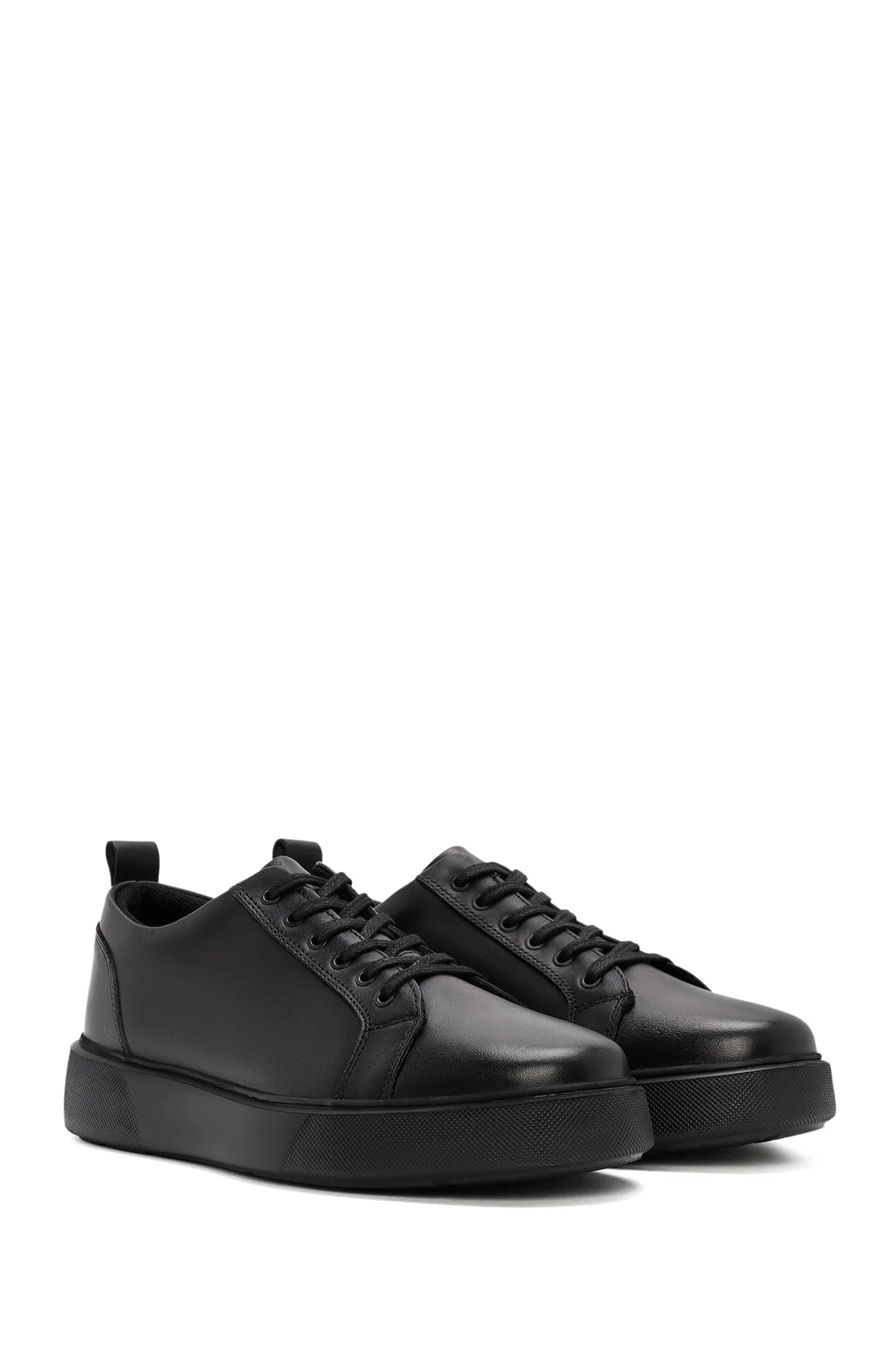 Erkek Siyah Bağcıklı Deri Sneaker - Image 3
