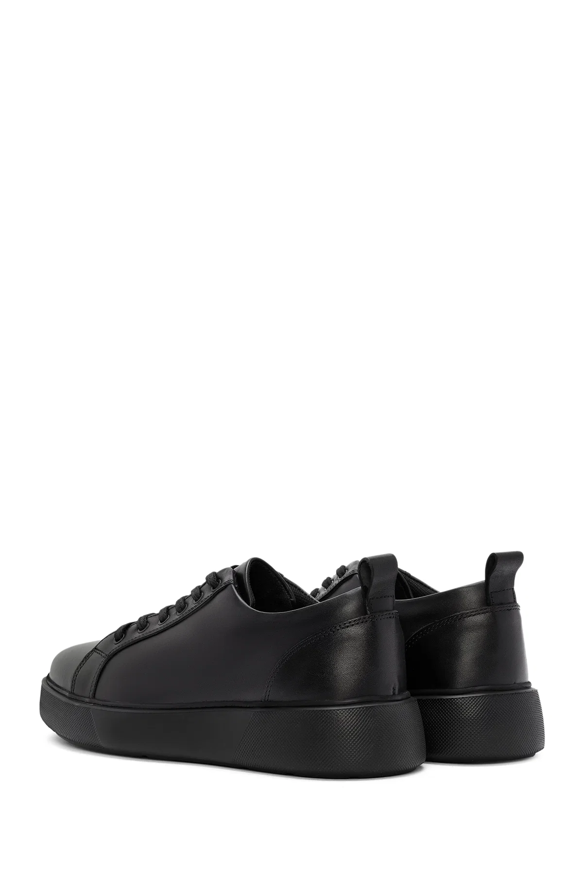Erkek Siyah Bağcıklı Deri Sneaker - Image 5
