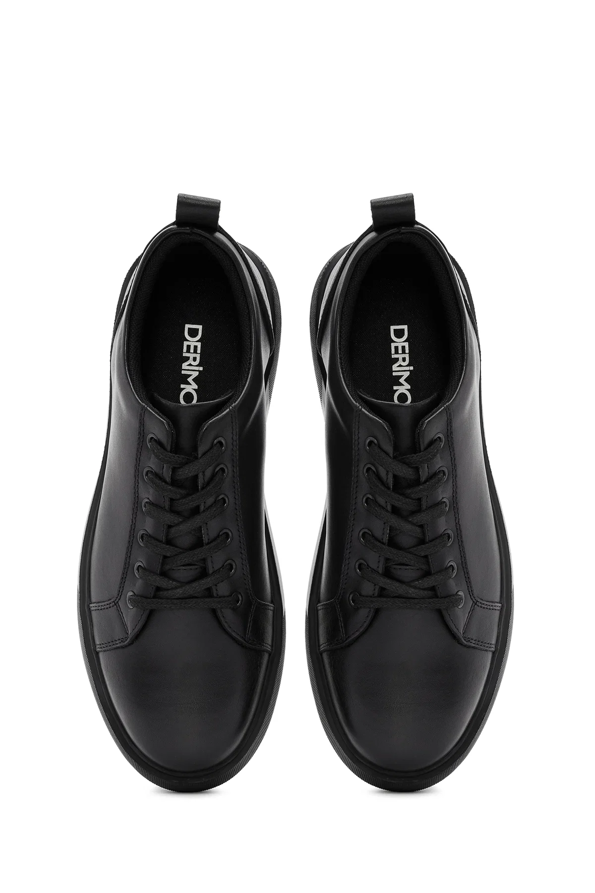 Erkek Siyah Bağcıklı Deri Sneaker - Image 7