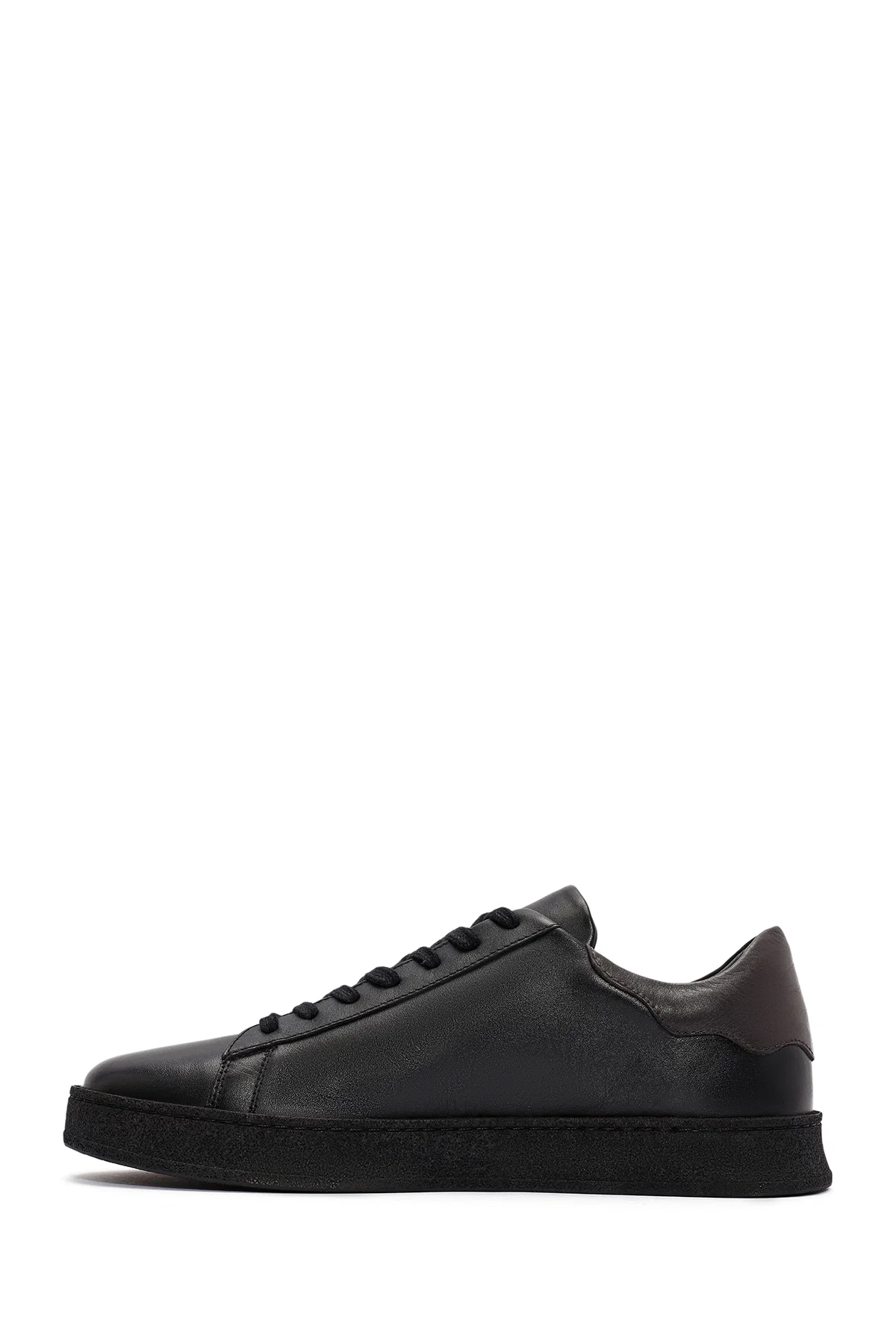 Erkek Siyah Bağcıklı Deri Sneaker - Image 2