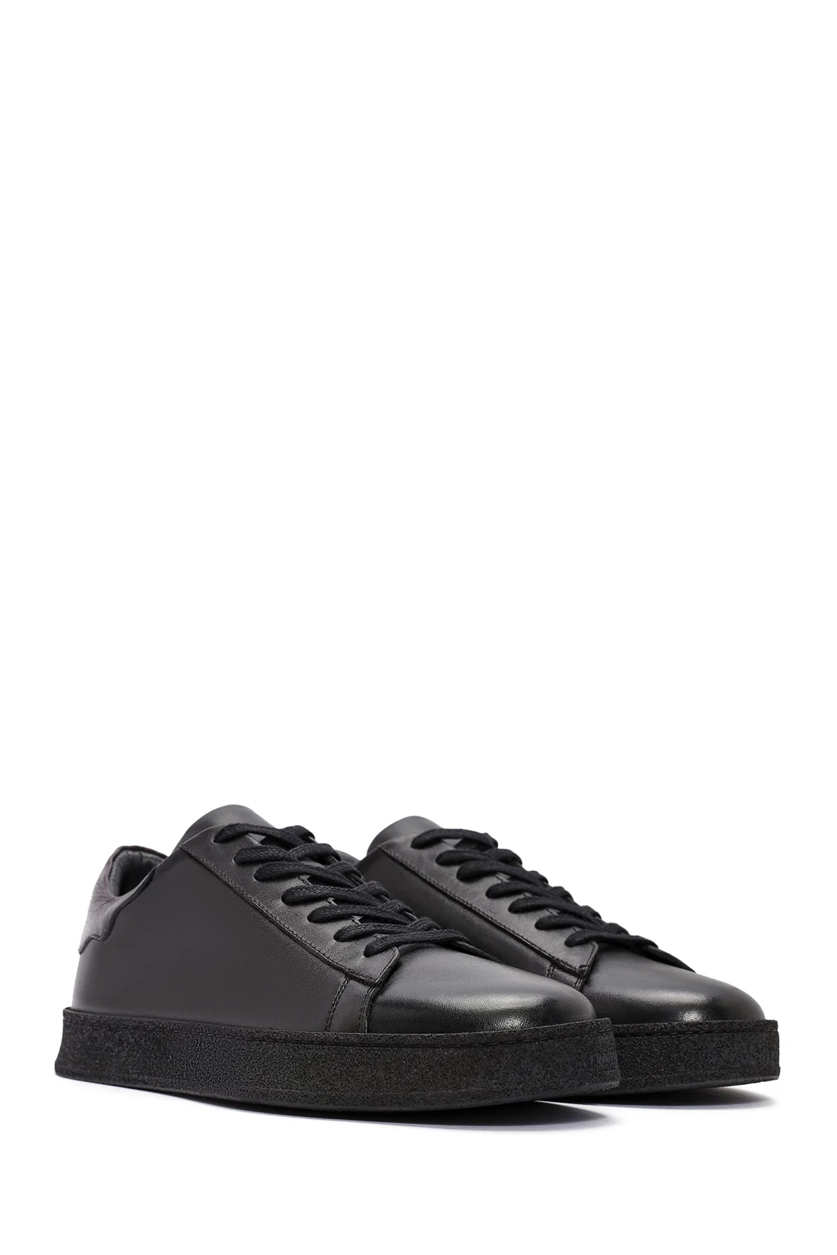 Erkek Siyah Bağcıklı Deri Sneaker - Image 3