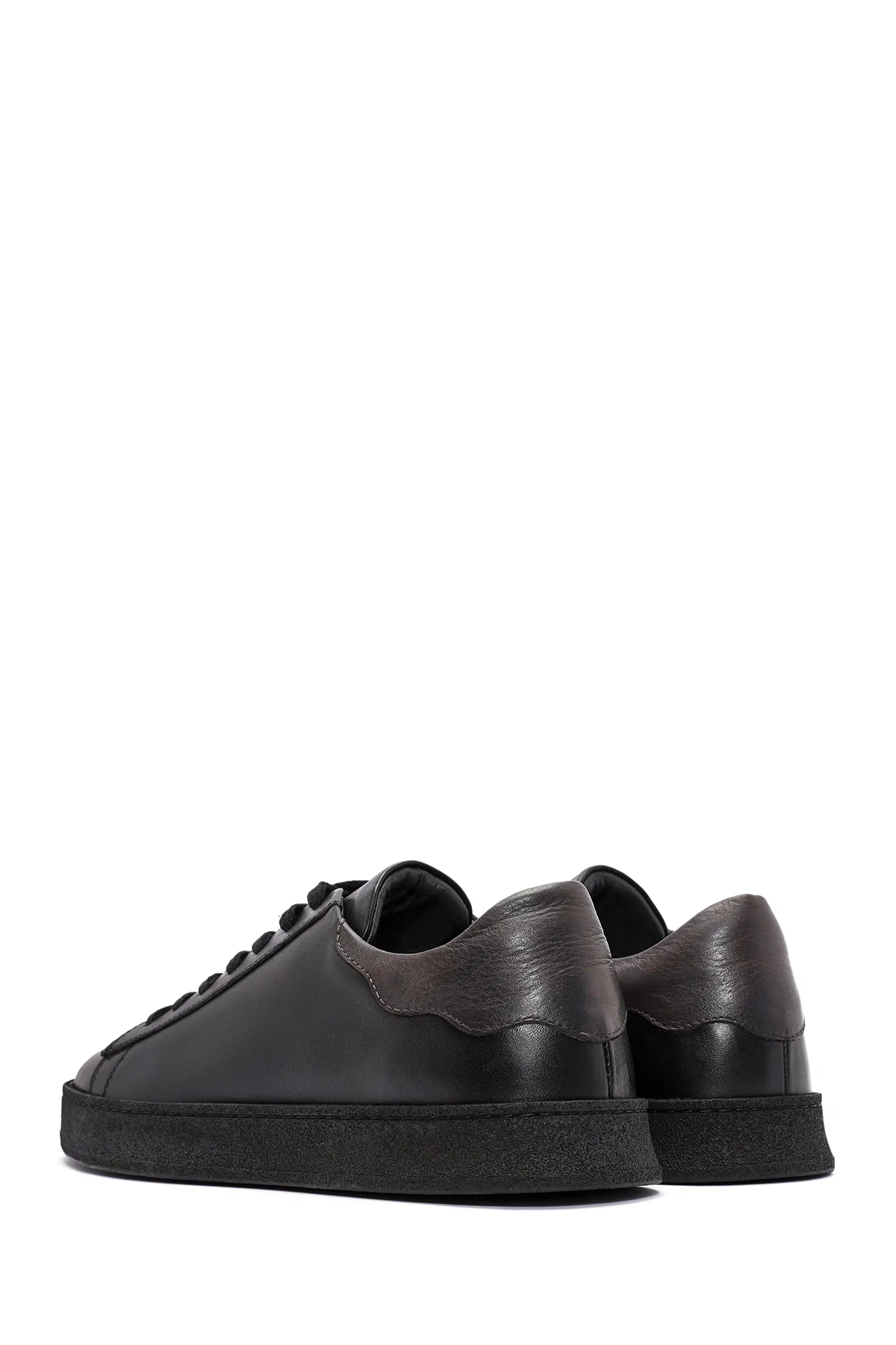 Erkek Siyah Bağcıklı Deri Sneaker - Image 5