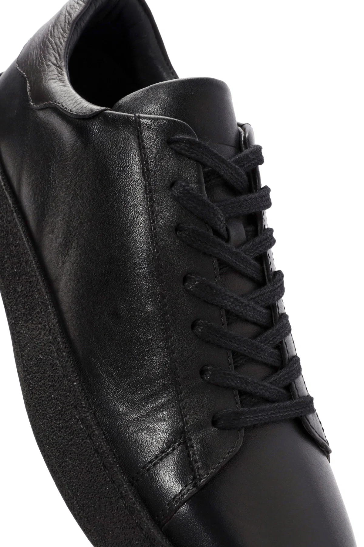 Erkek Siyah Bağcıklı Deri Sneaker - Image 9