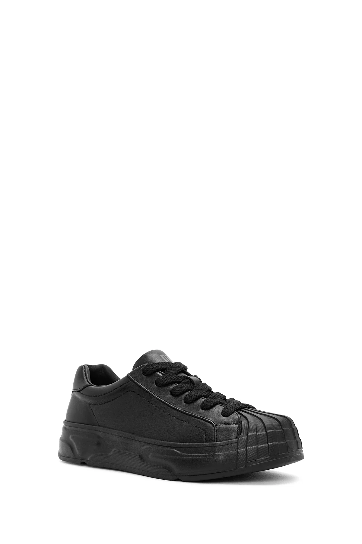 Erkek Siyah Bağcıklı Deri Sneaker - Image 6