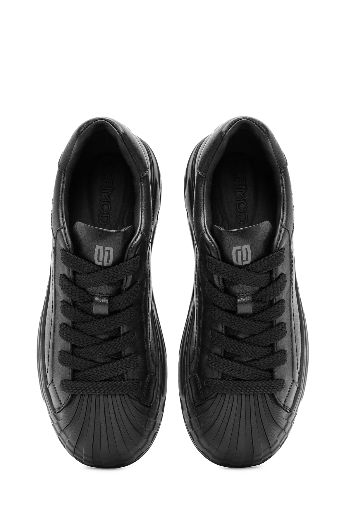 Erkek Siyah Bağcıklı Deri Sneaker - Image 7