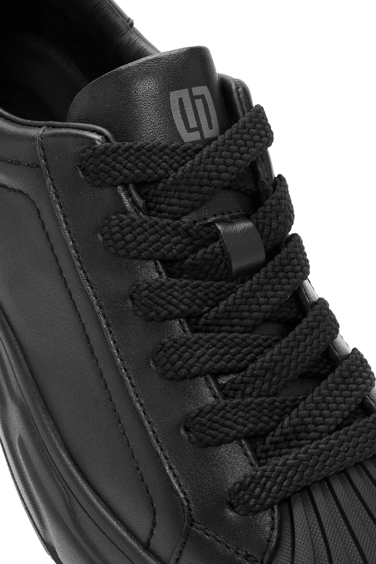 Erkek Siyah Bağcıklı Deri Sneaker - Image 9