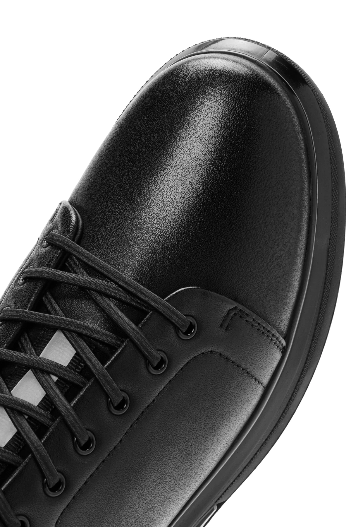 Erkek Siyah Bağcıklı Deri Sneaker - Image 10