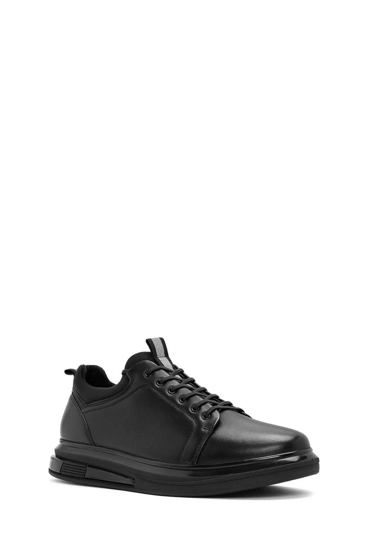 Erkek Siyah Bağcıklı Deri Sneaker - Image 6