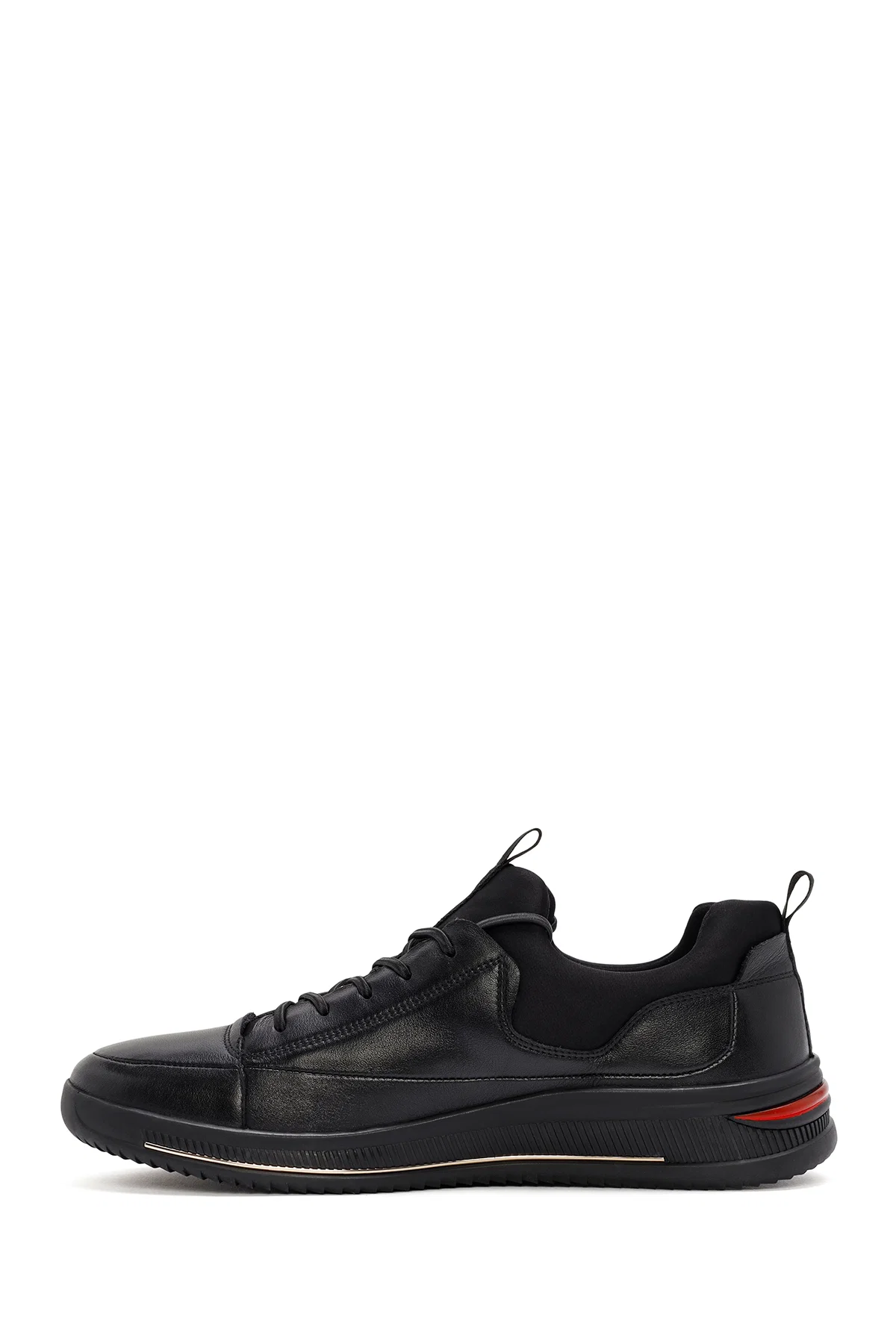 Erkek Siyah Bağcıklı Deri Sneaker - Image 2