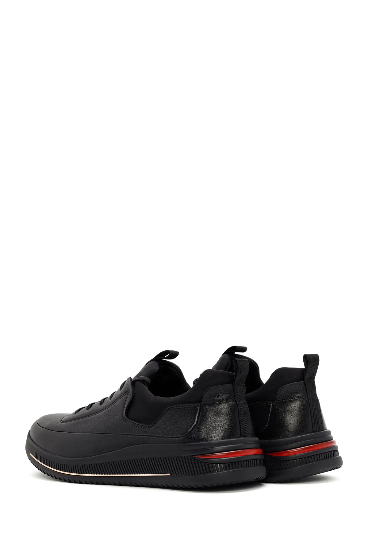 Erkek Siyah Bağcıklı Deri Sneaker - Image 5