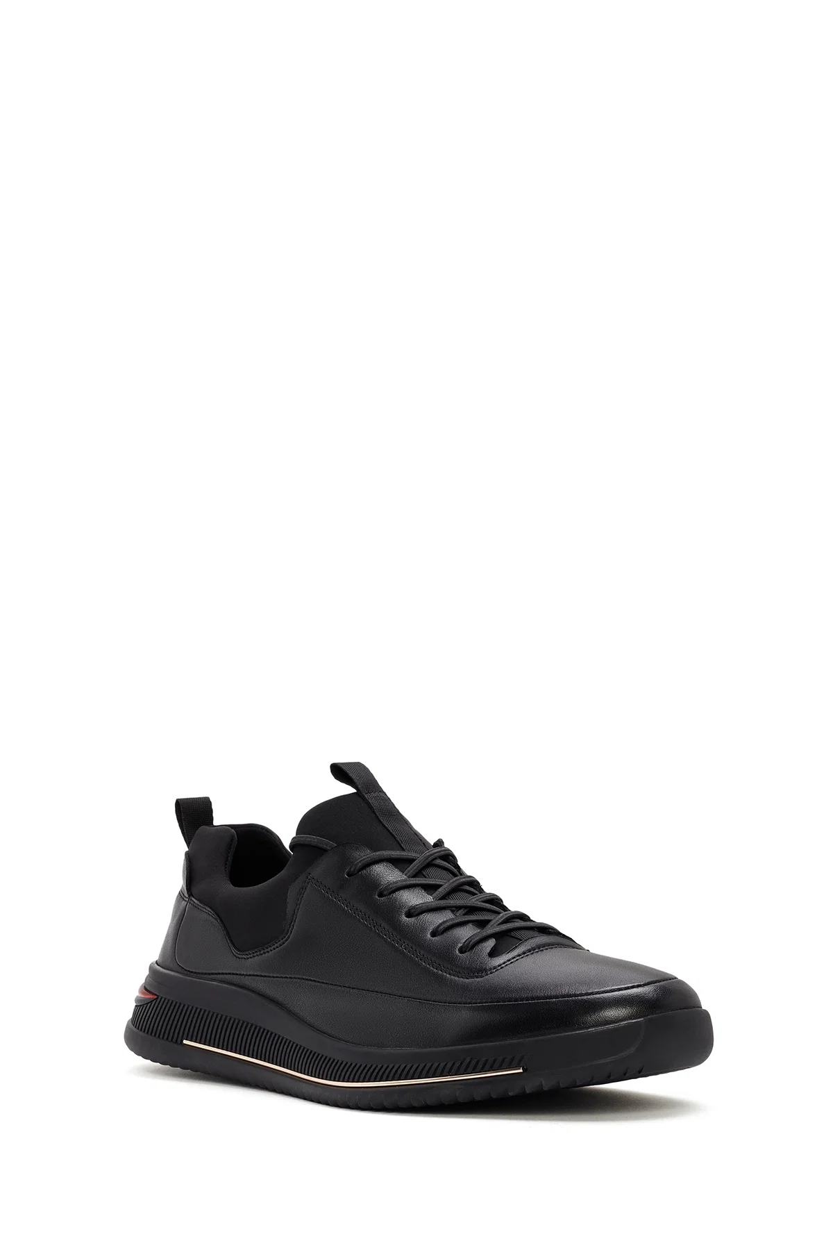 Erkek Siyah Bağcıklı Deri Sneaker - Image 6