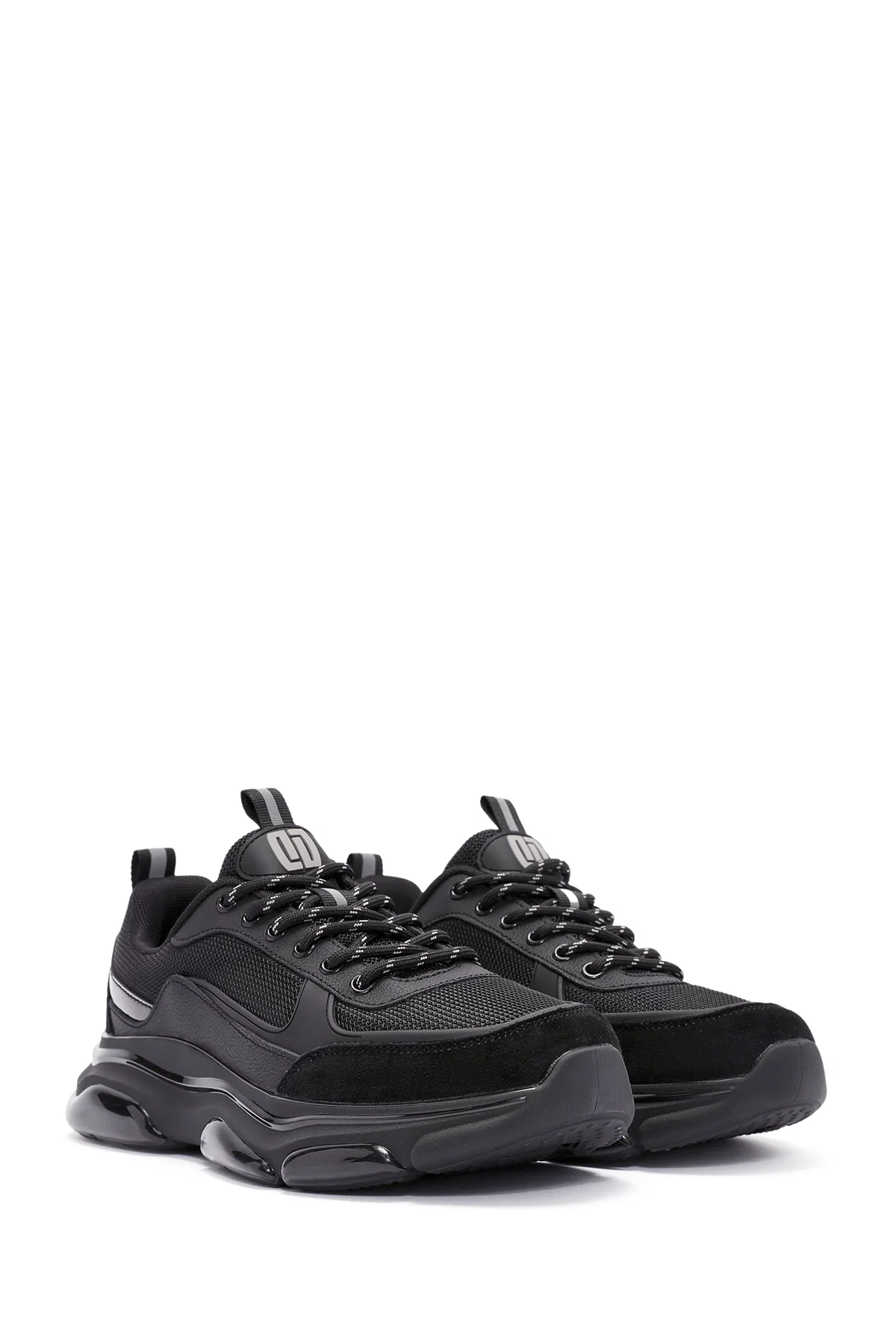 Erkek Siyah Bağcıklı Deri Sneaker - Image 3