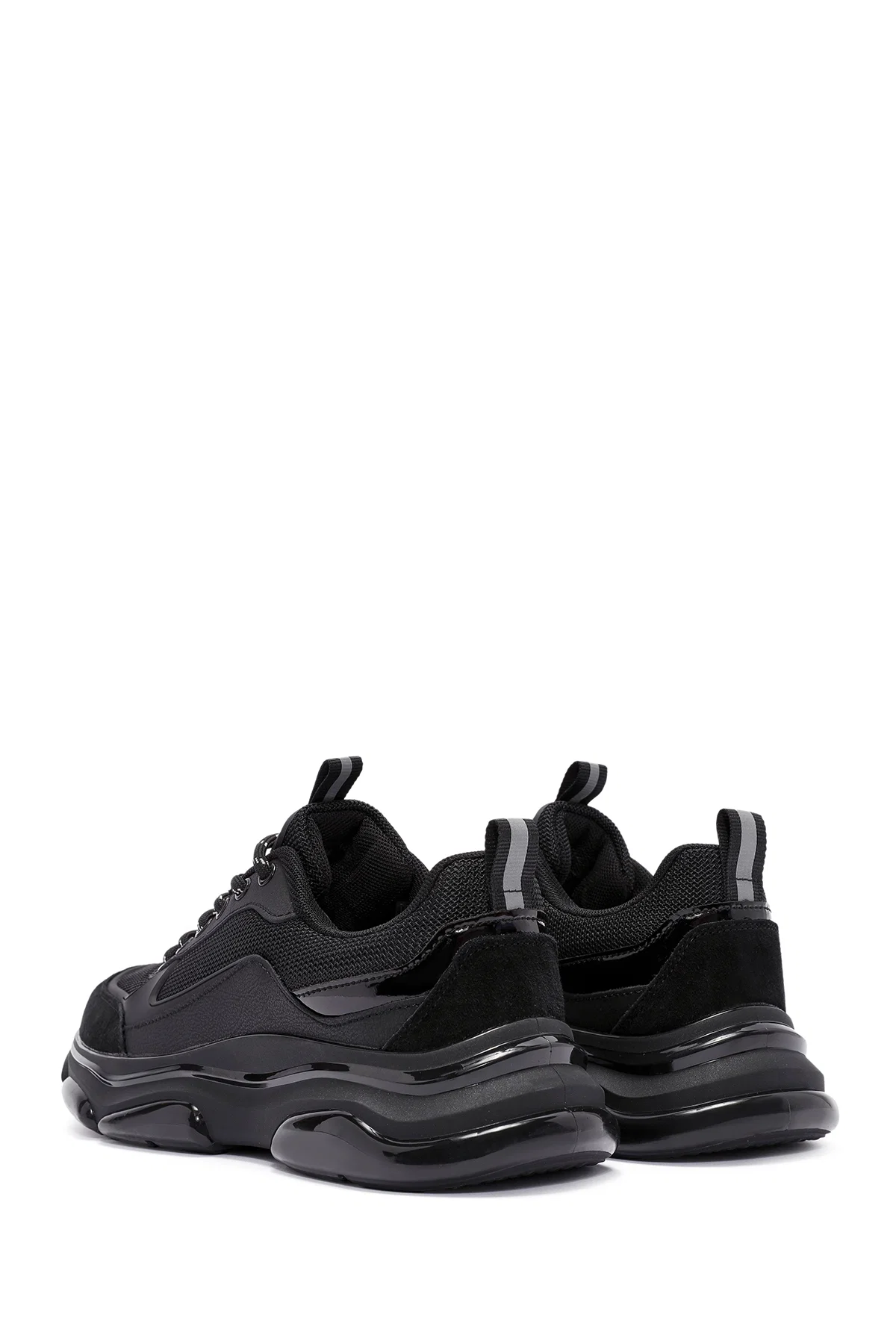 Erkek Siyah Bağcıklı Deri Sneaker - Image 5