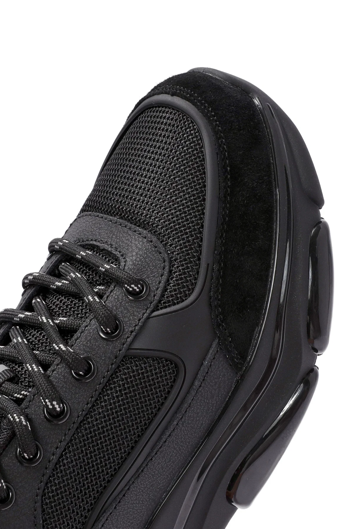 Erkek Siyah Bağcıklı Deri Sneaker - Image 9