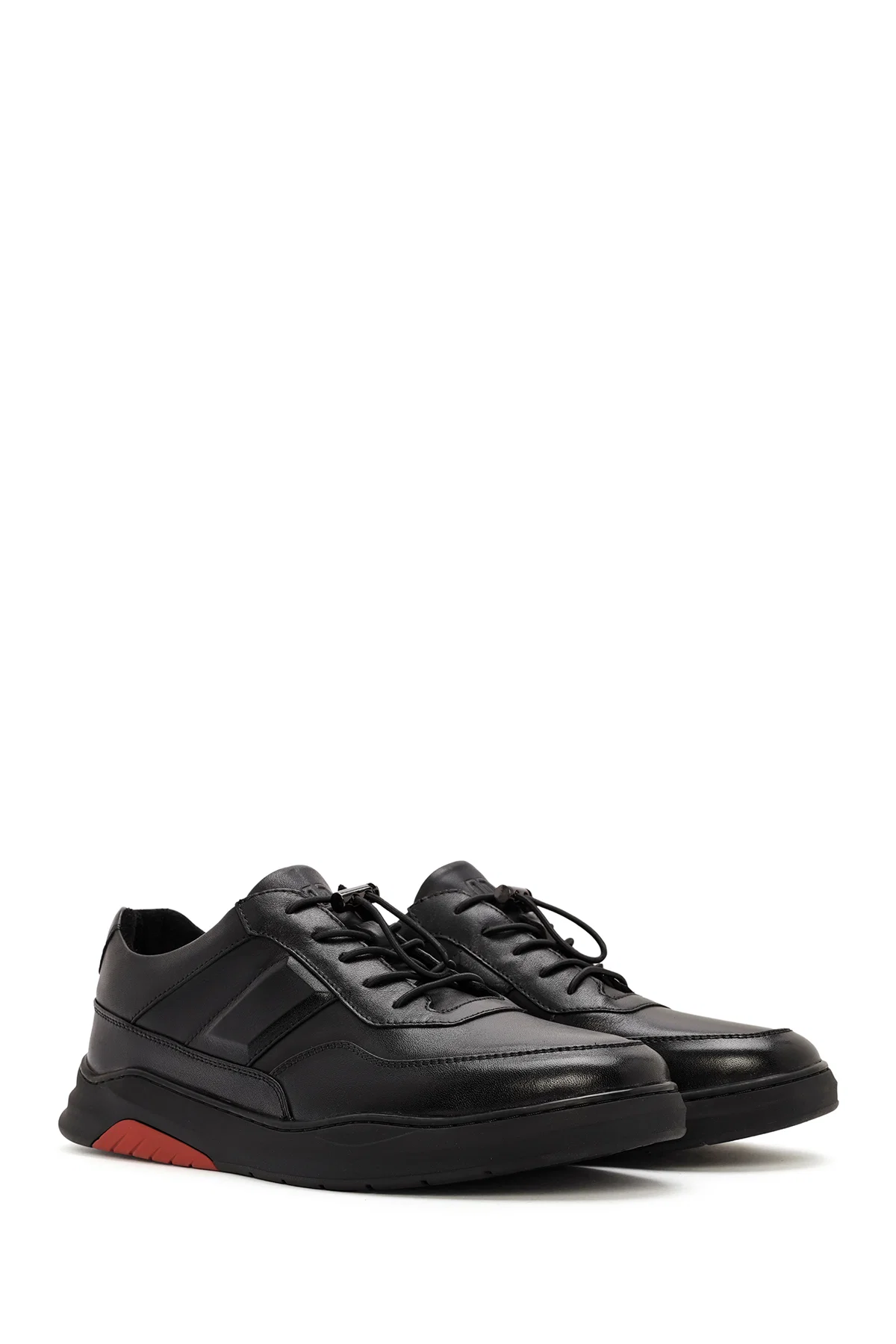 Erkek Siyah Bağcıklı Deri Sneaker - Image 3