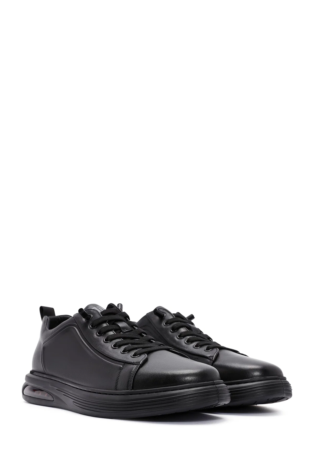Erkek Siyah Bağcıklı Deri Sneaker - Image 3