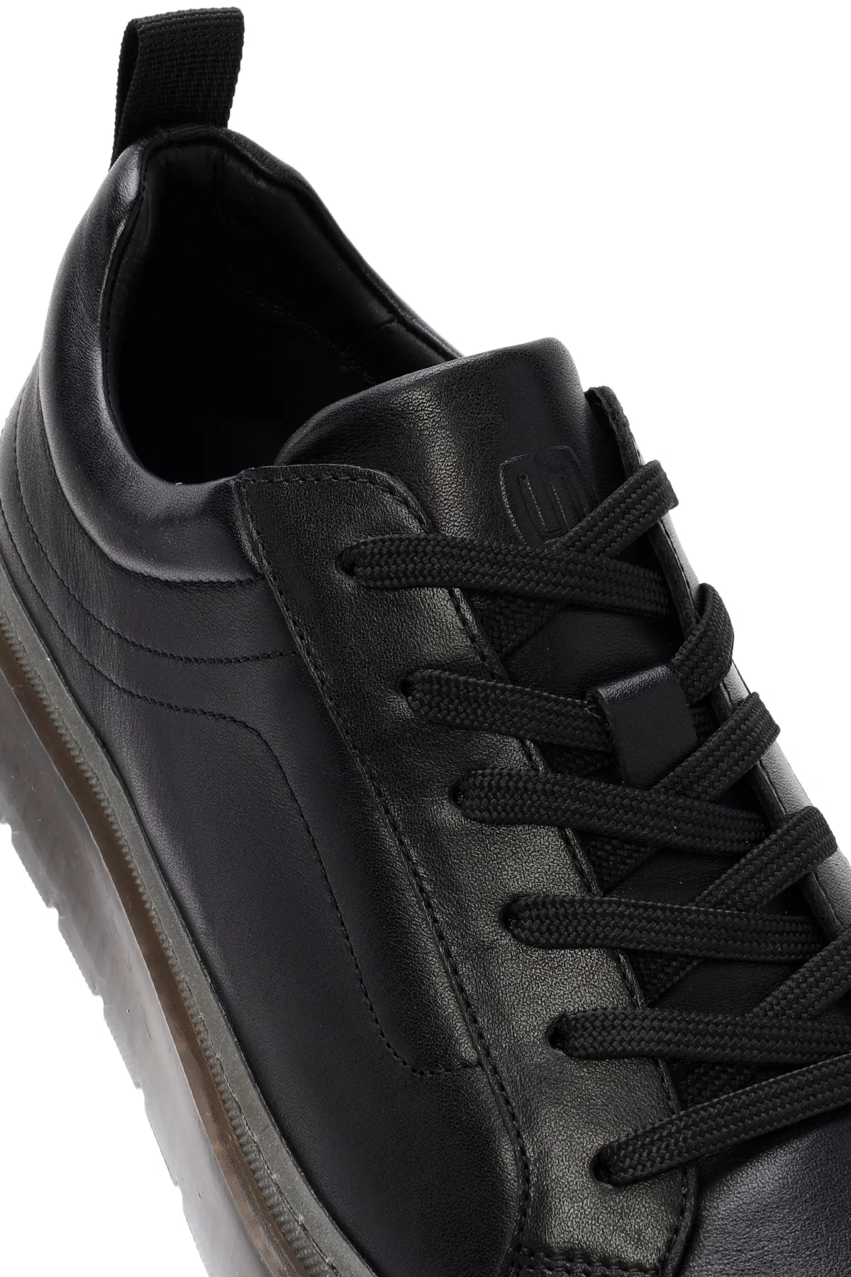 Erkek Siyah Bağcıklı Deri Sneaker - Image 9