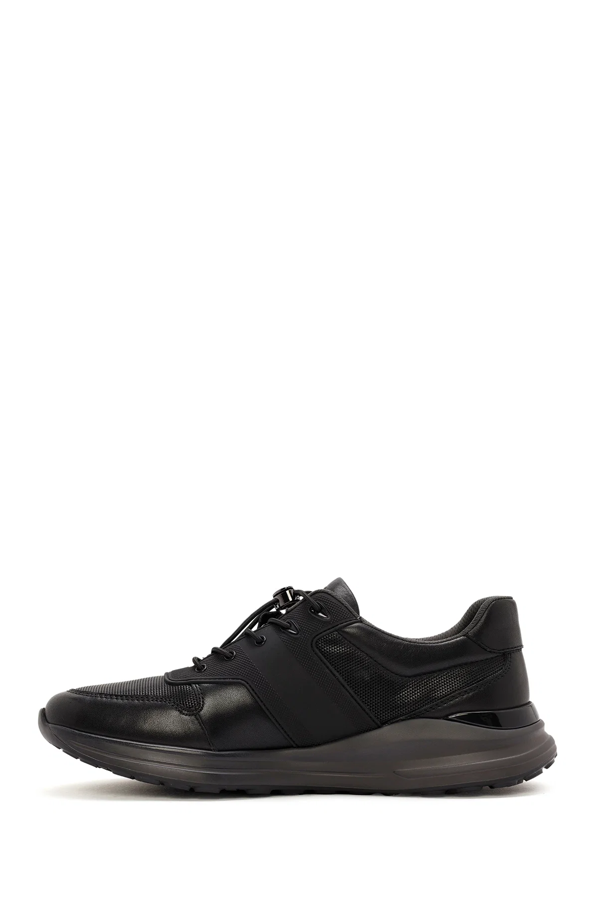 Erkek Siyah Bağcıklı Deri Sneaker - Image 2