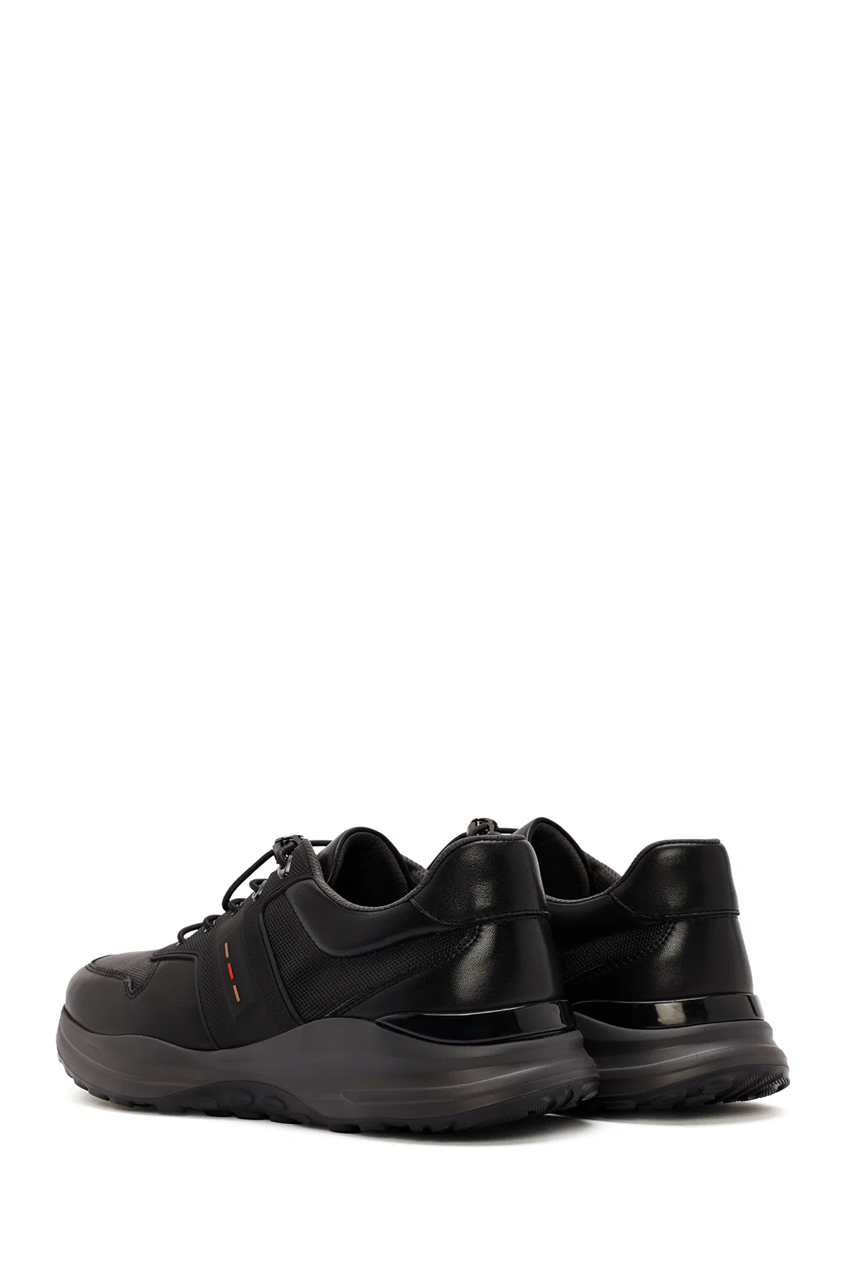 Erkek Siyah Bağcıklı Deri Sneaker - Image 5