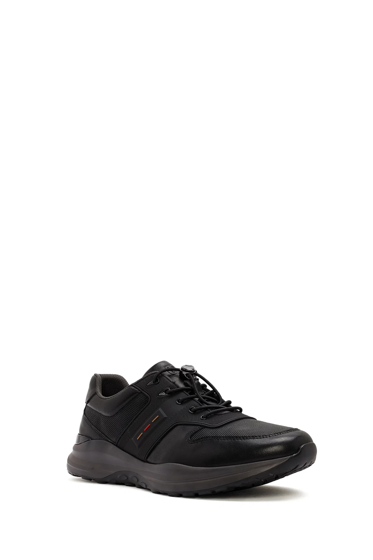 Erkek Siyah Bağcıklı Deri Sneaker - Image 6