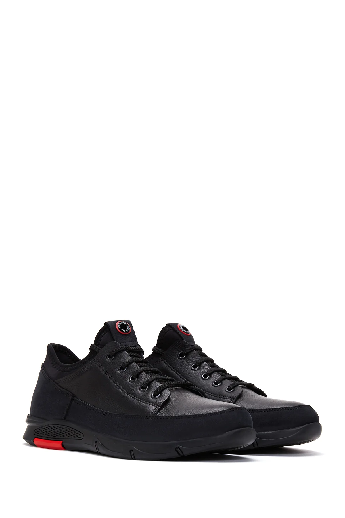 Erkek Siyah Bağcıklı Deri Sneaker - Image 3