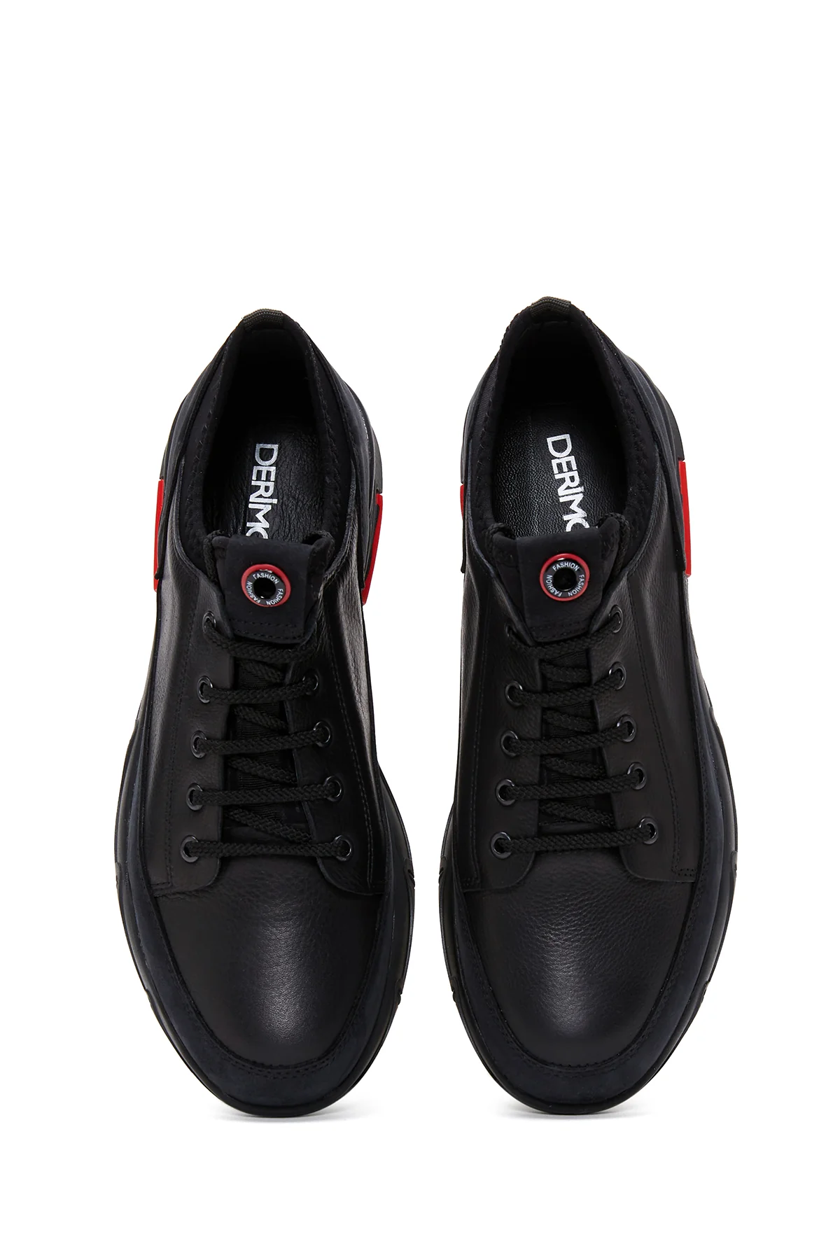 Erkek Siyah Bağcıklı Deri Sneaker - Image 6