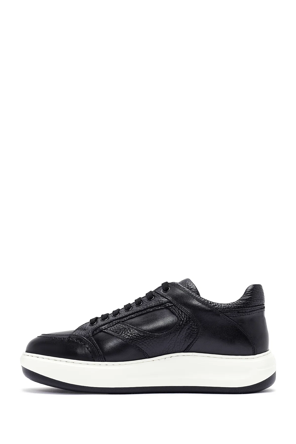 Erkek Siyah Bağcıklı Deri Sneaker - Image 2
