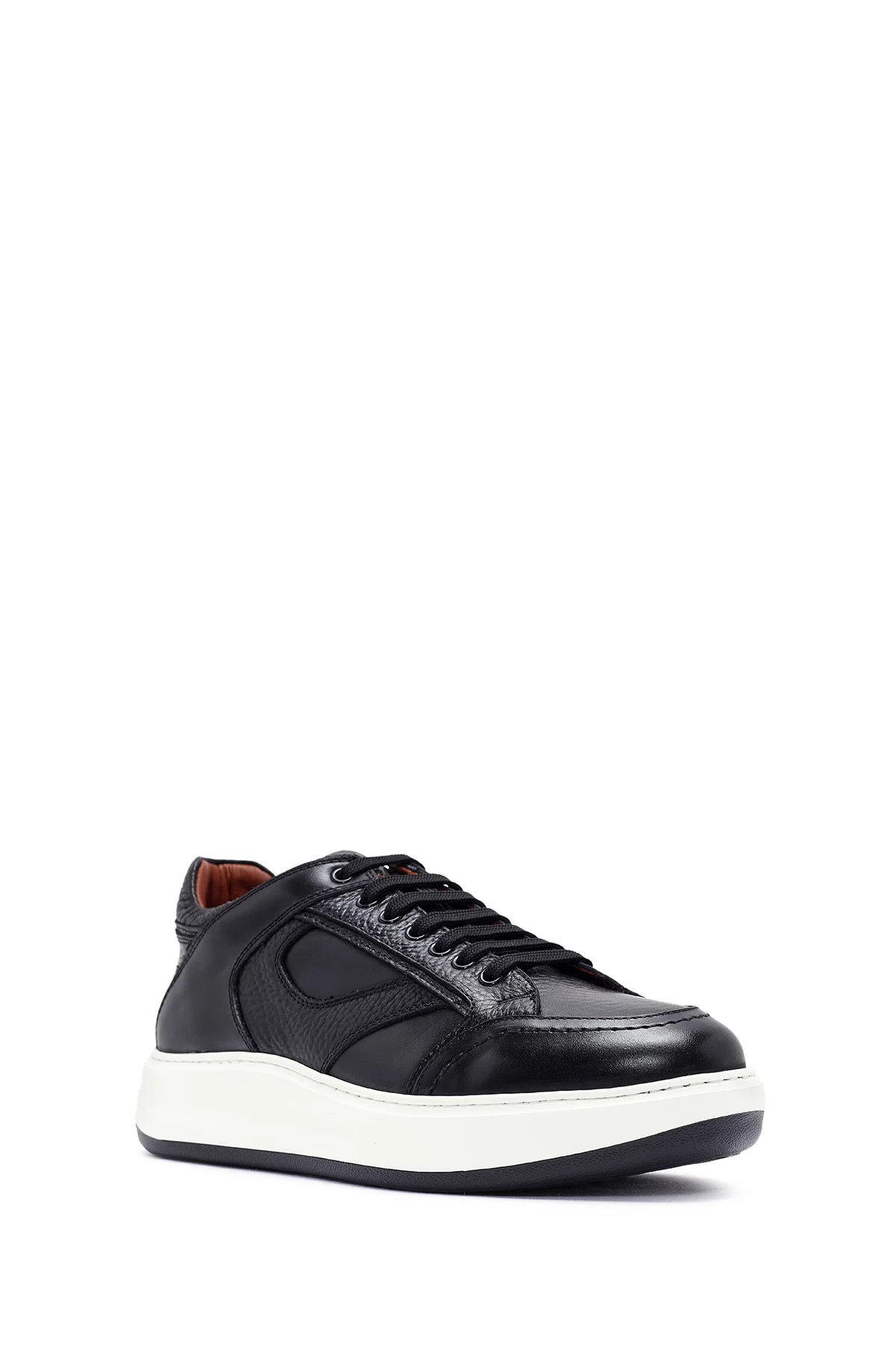 Erkek Siyah Bağcıklı Deri Sneaker - Image 6