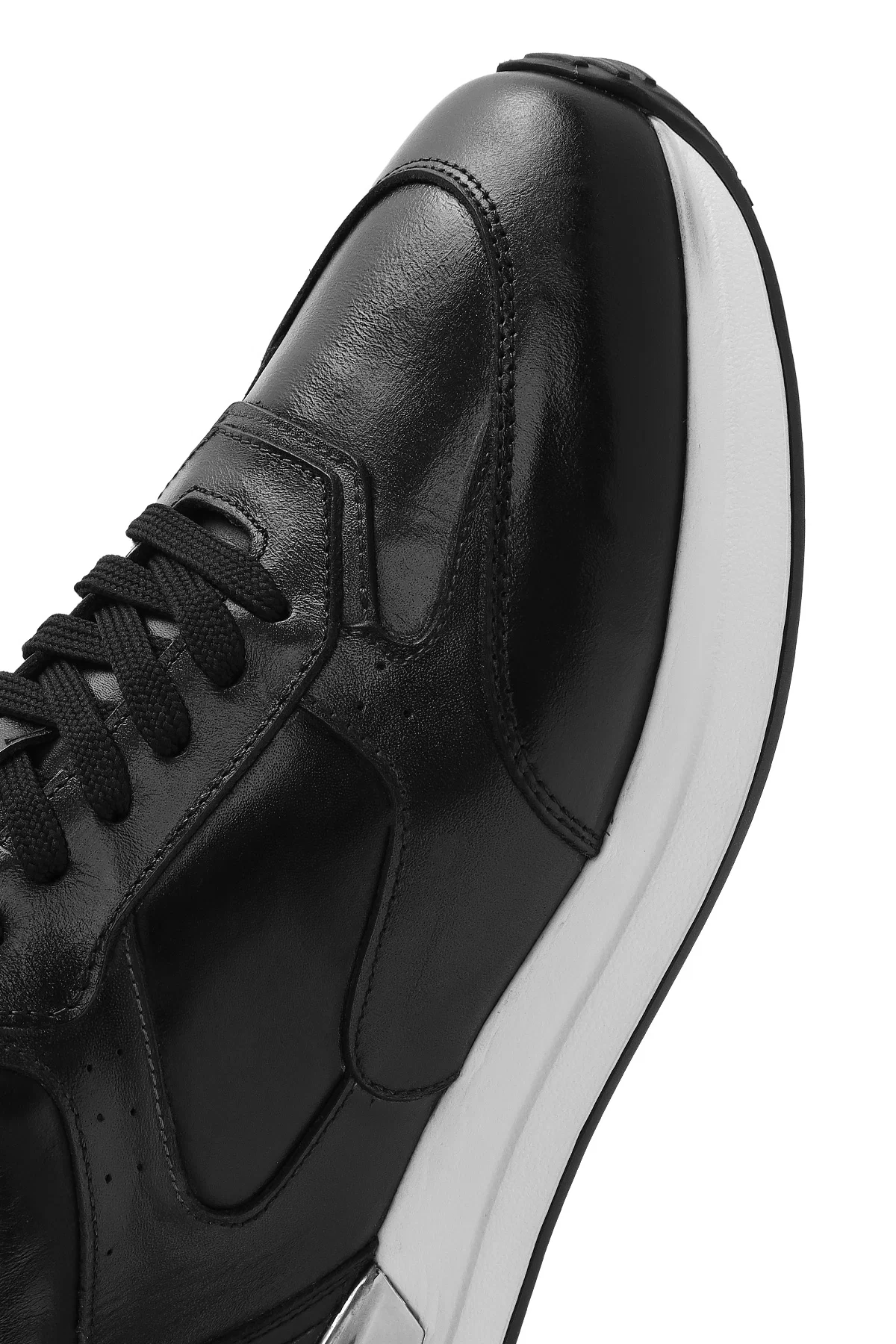 Erkek Siyah Bağcıklı Deri Sneaker - Image 10